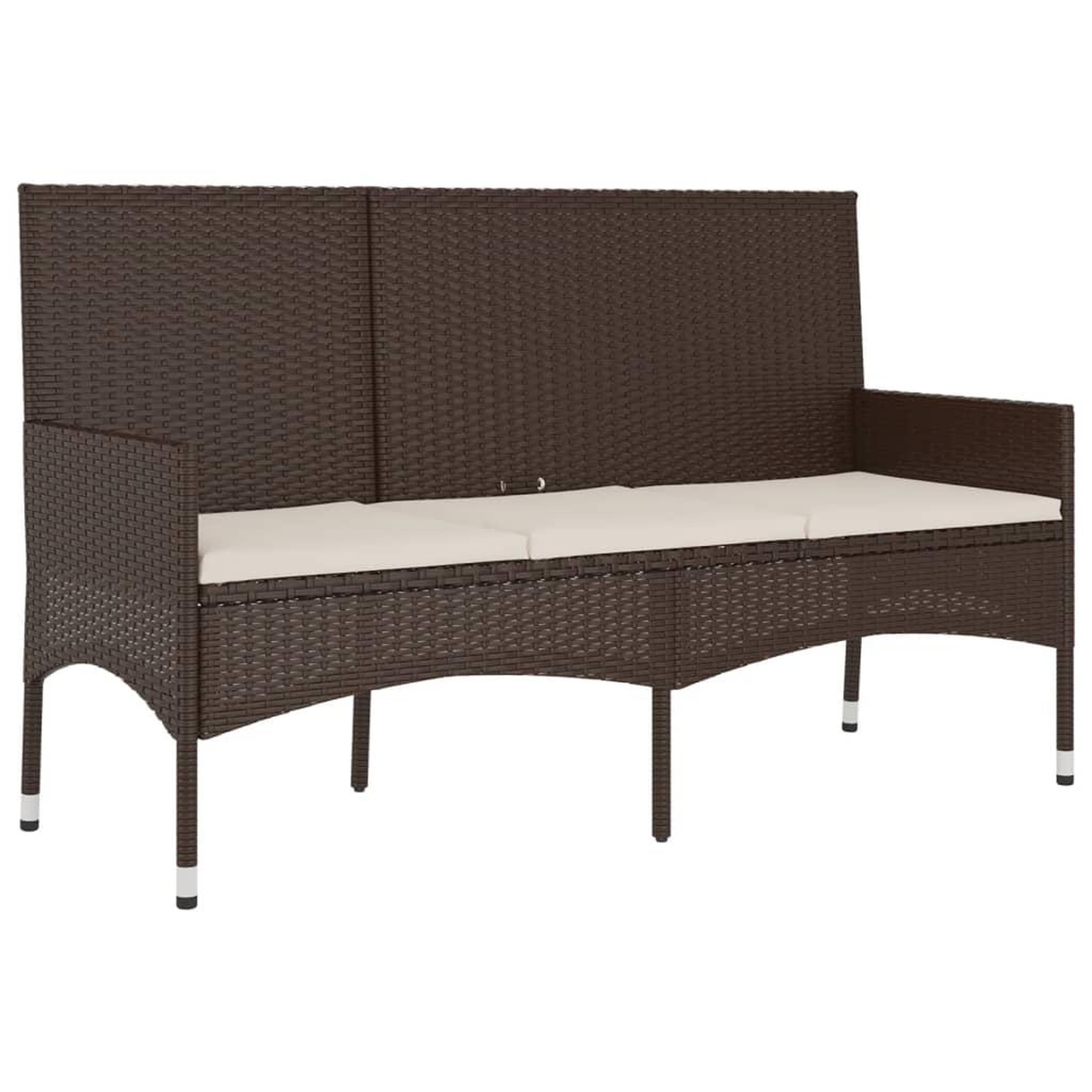 Voir la diapositive 2 : VIDAXL Banc de jardin a 3 places avec coussins Marron Resine tressee