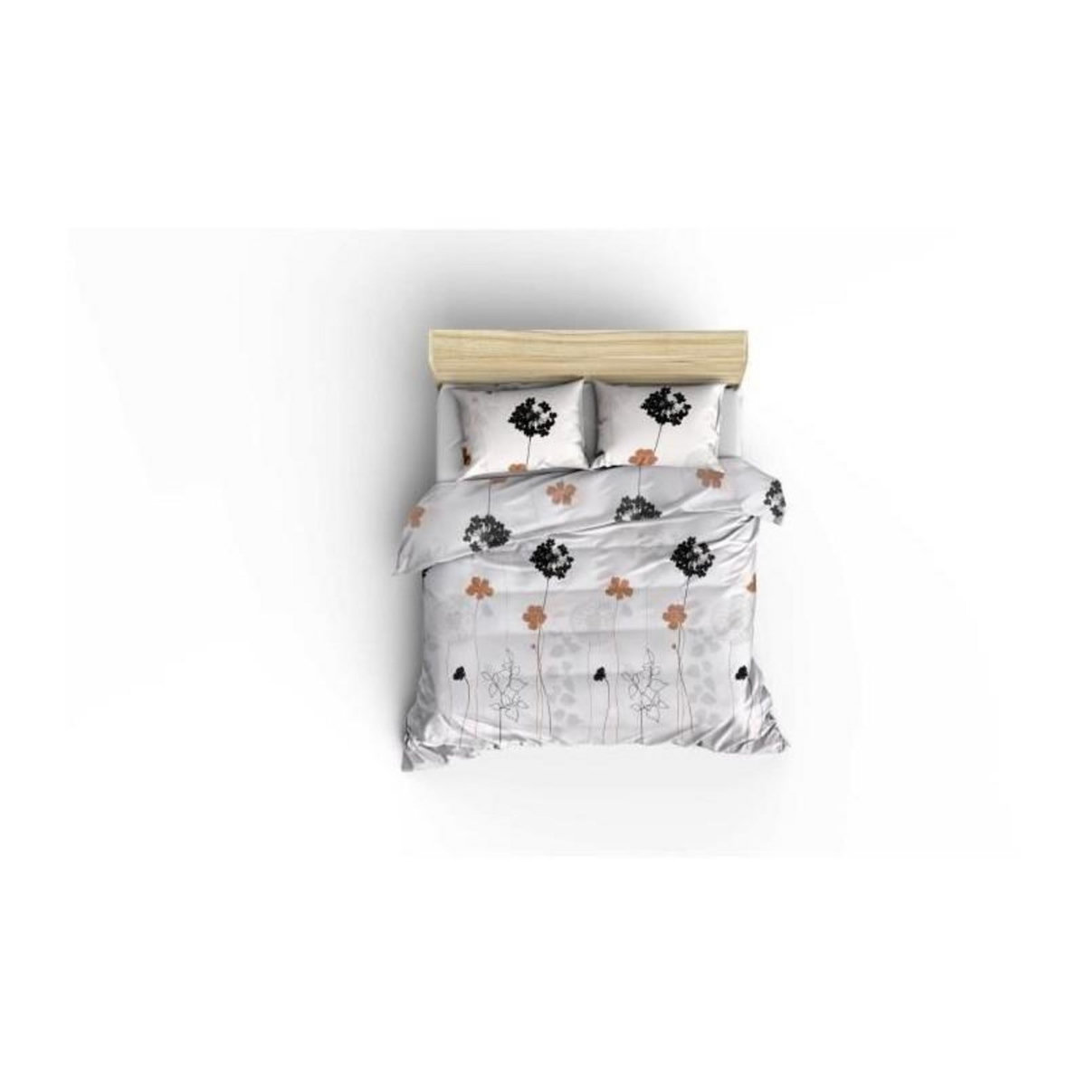 GENERIQUE Parure de lit - 1 housse de couette 220 x 240 cm + 2 taies d'oreiller 60 x 60 cm - 65% coton, 35% polyester - Blanc