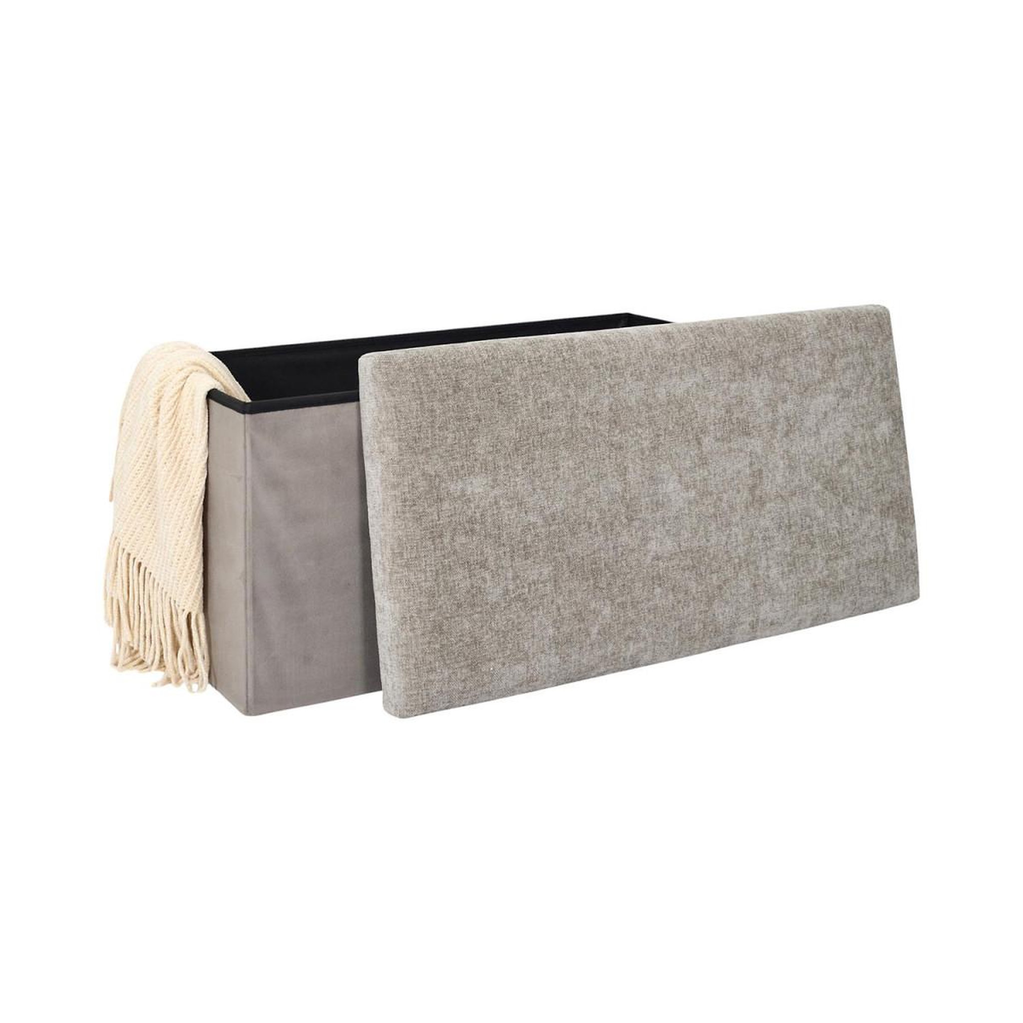 Voir la diapositive 4 : The Home Deco Factory Banc coffre de rangement  emilia  76cm taupe