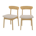 MAISON PAVANE Lot de 2 chaises en tissu beige et bois clair-Lana