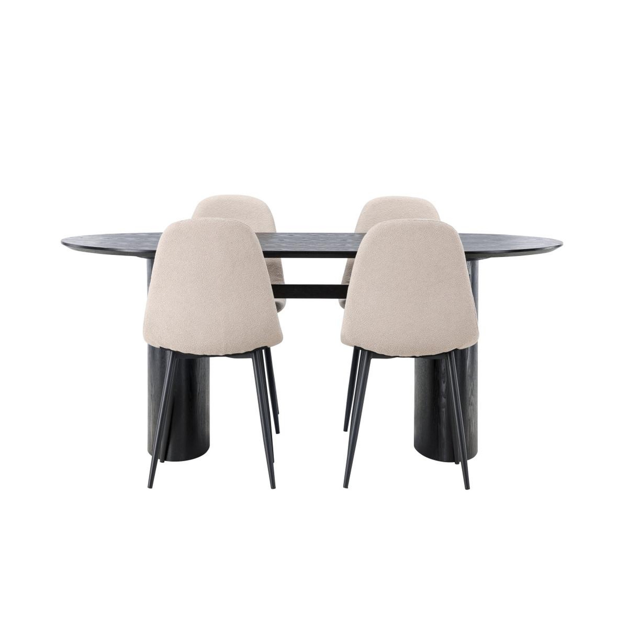 Voir la diapositive 3 : Paris Prix Ensemble table à manger & 4 chaises  isolde & polar  180cm noir & beige