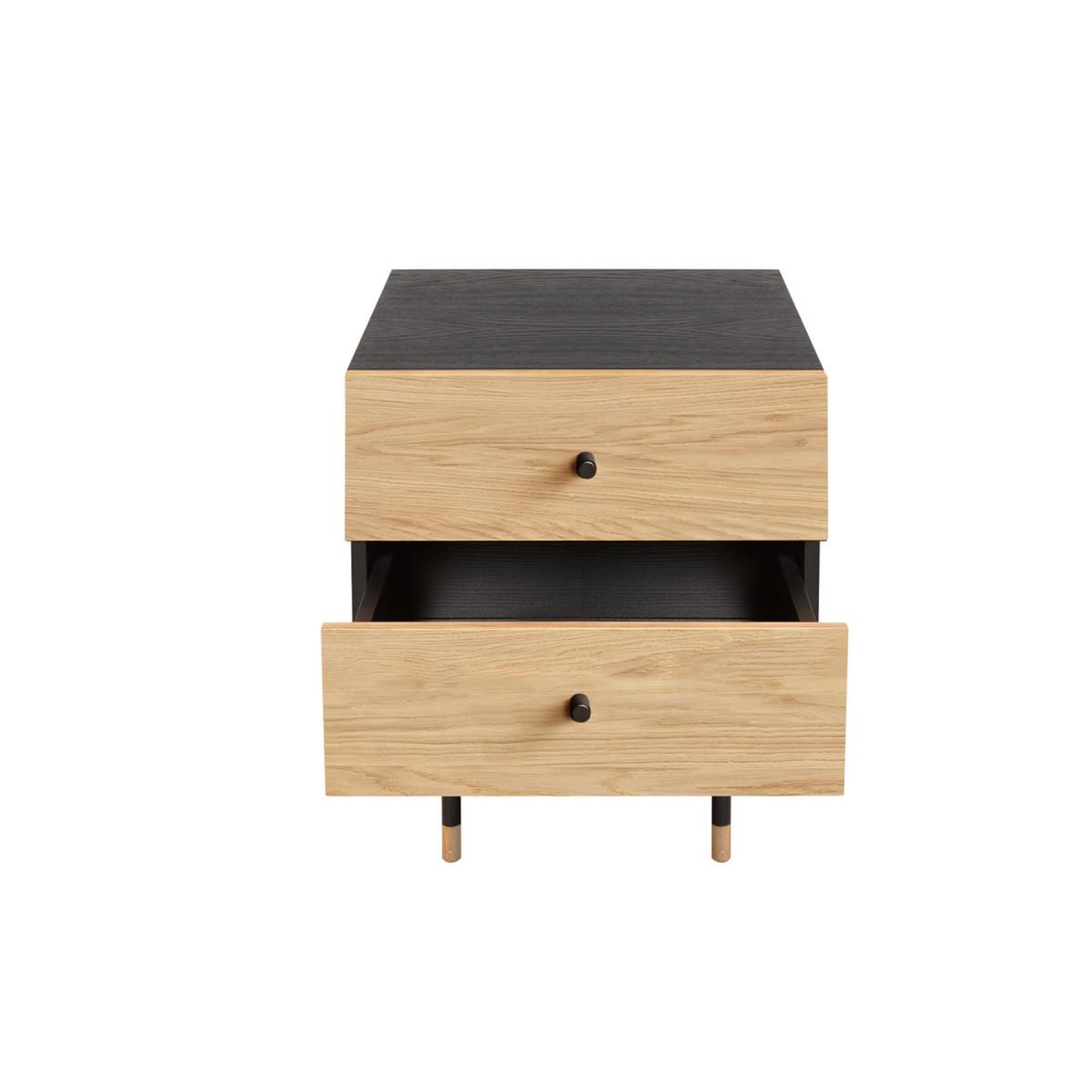 Voir la diapositive 2 : Paris Prix Table de chevet 2 tiroirs  jugend  46cm noir & chêne