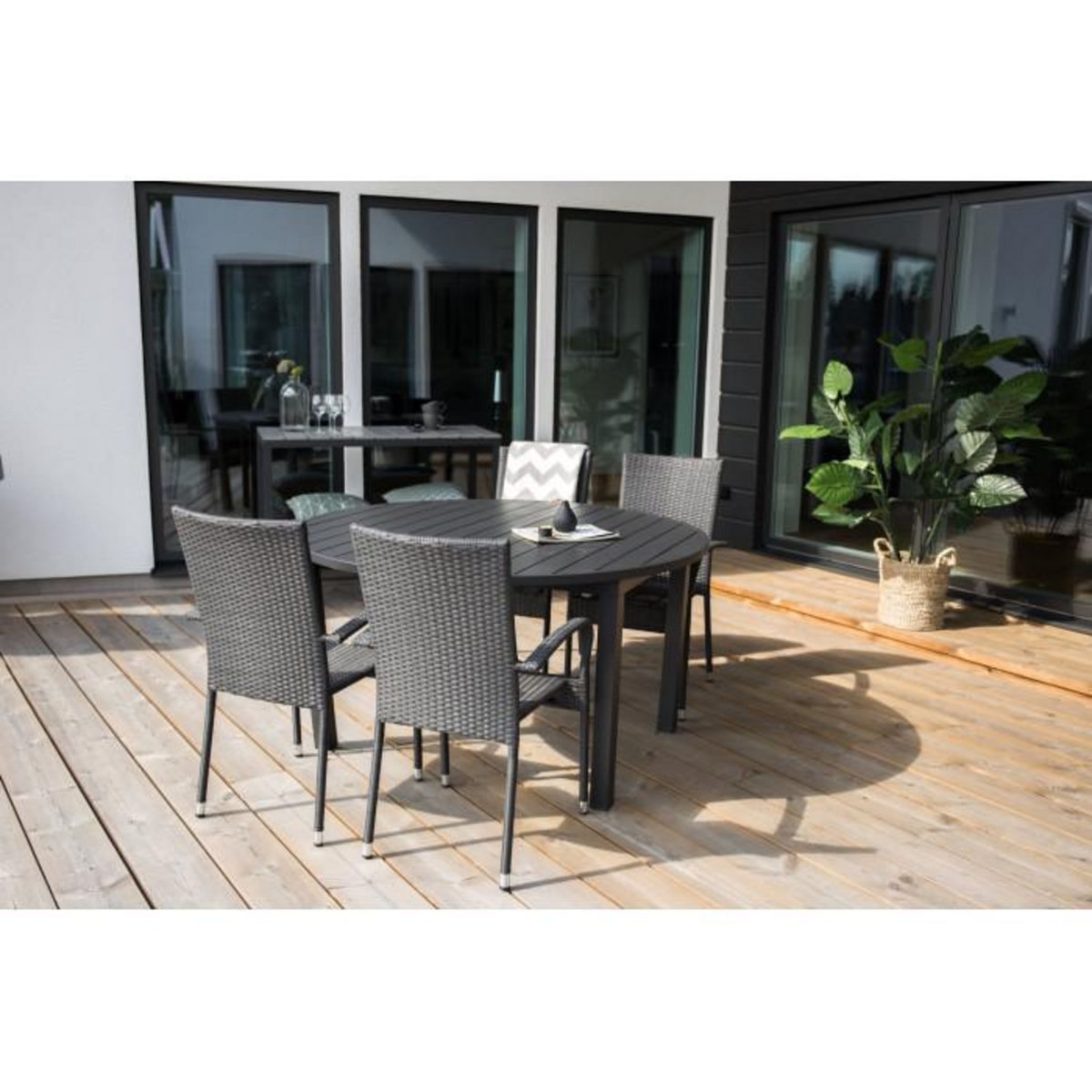 Paris Prix Table de Jardin Extensible  Marbella  140-190cm Noir