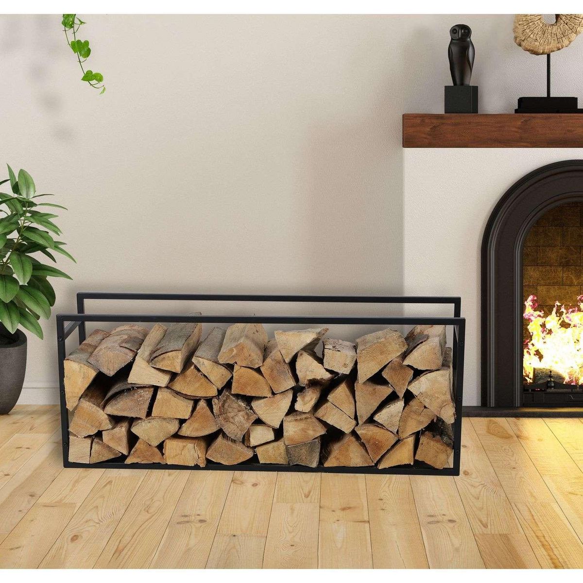 DIVERS Porte buches horizontal en métal - Noir