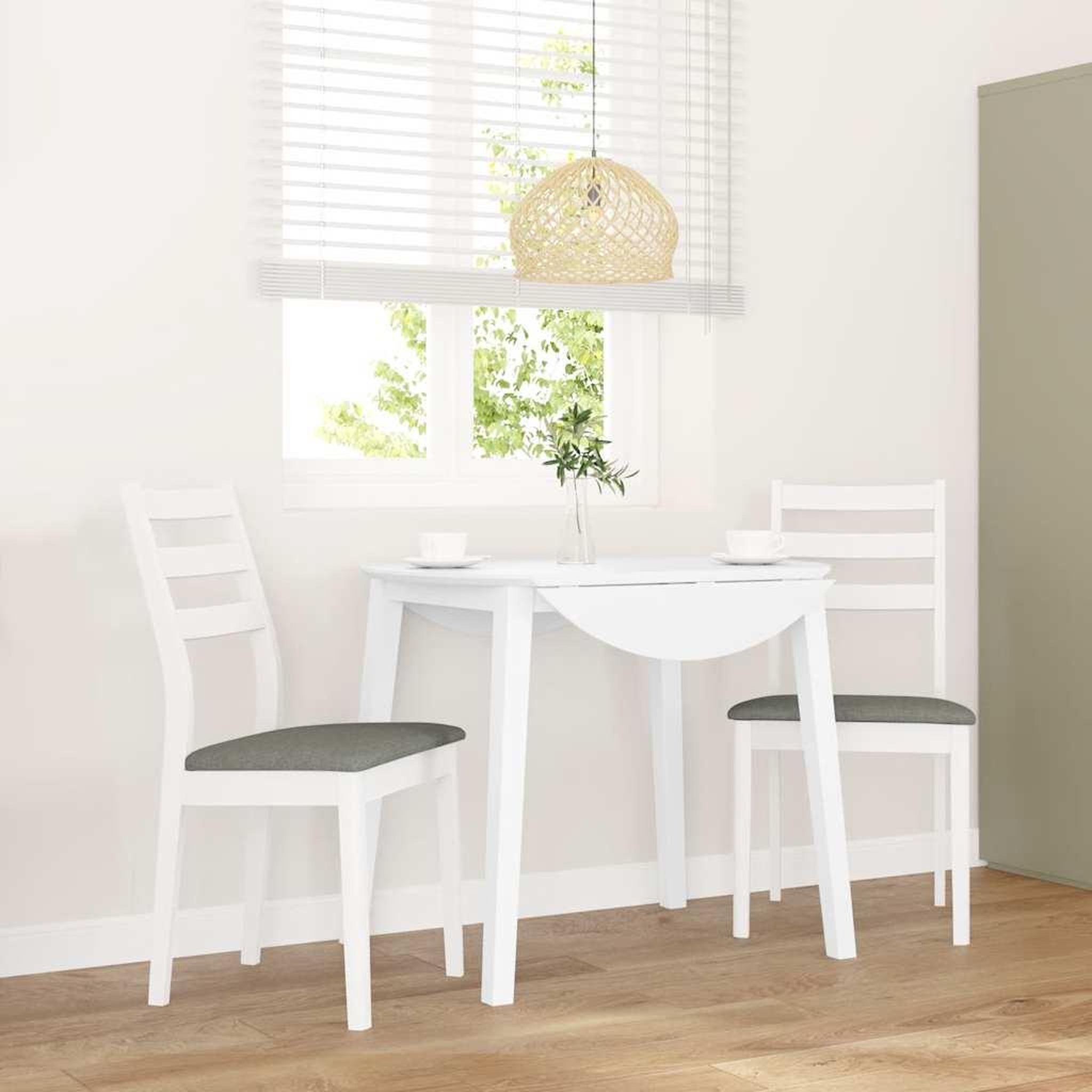 VIDAXL Chaises a manger coussins 2 pcs blanc bois massif caoutchouc