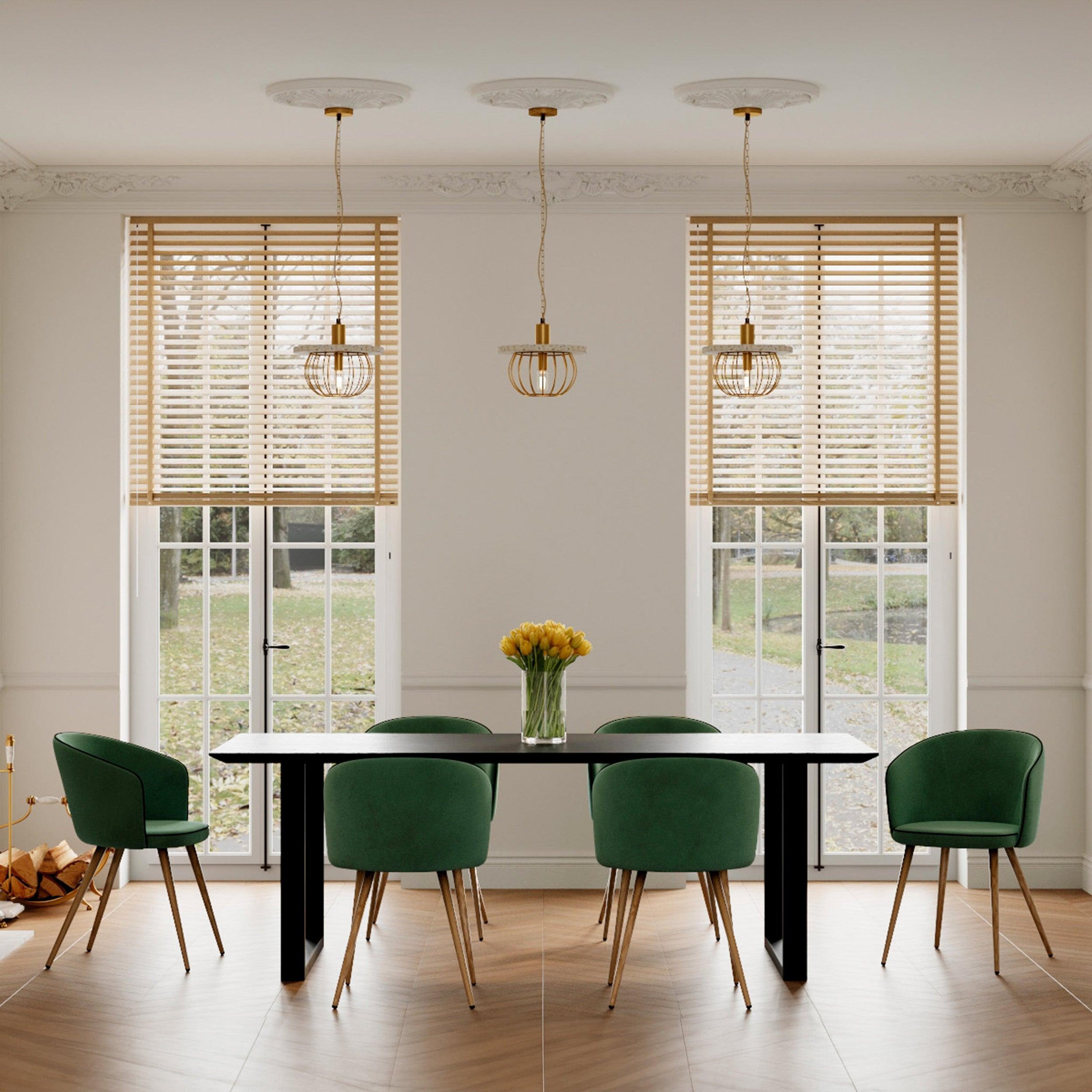 Voir la diapositive 5 : MAISON PAVANE Lot de 2 chaises en velours vert-chiara