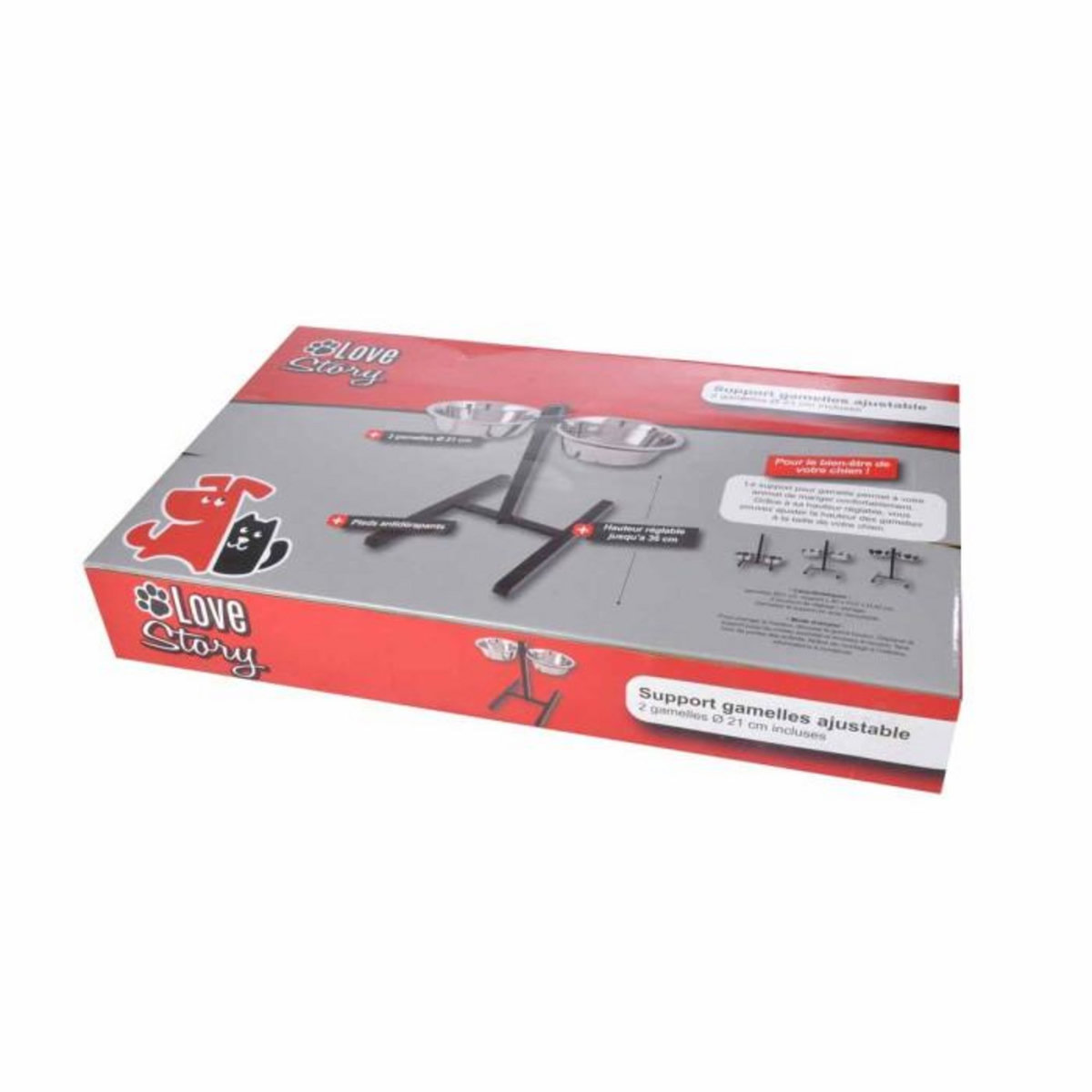 Paris Prix Lot de 2 Gamelles pour Chien  Réglable  46cm Argent