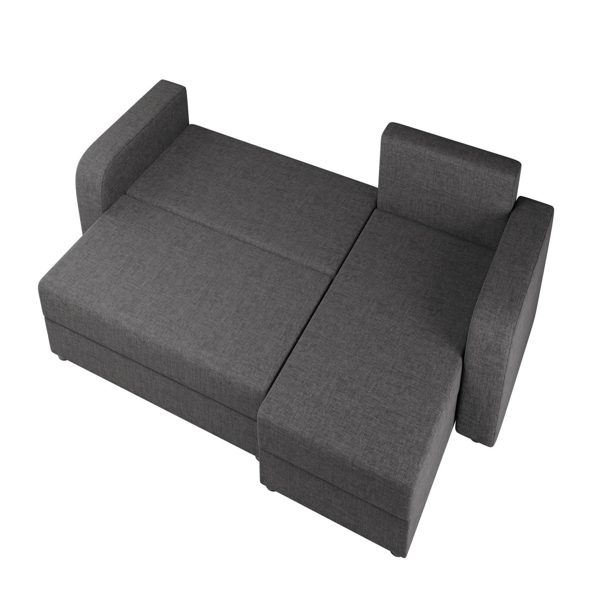 Voir la diapositive 2 : BEST MOBILIER Harvey - canapé d'angle réversible 4 places convertible avec coffre en tissu