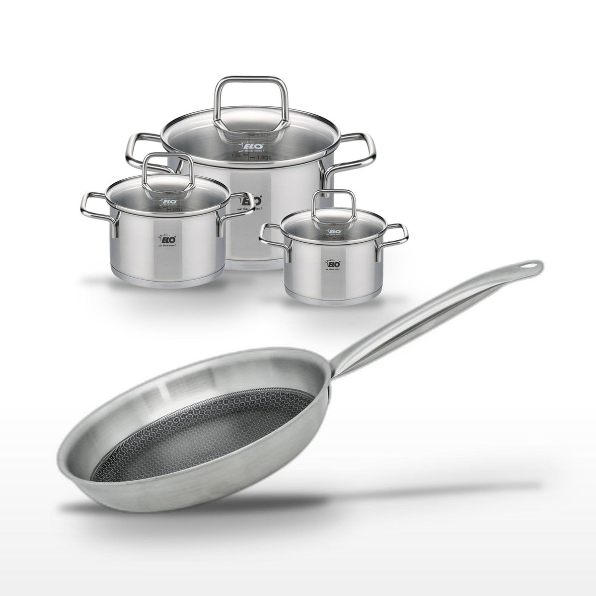 ELO Lot Poêle 28cm & 3 Faitouts Elo Relief Solution