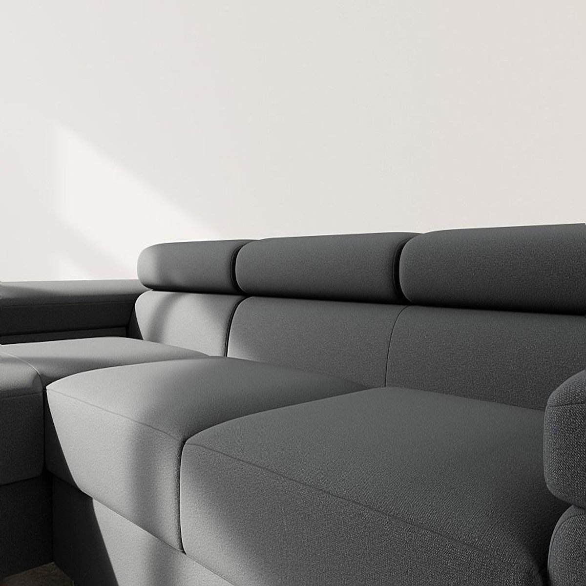 BEST MOBILIER Pablo - canapé d'angle gauche - 6 places - convertible avec coffre et têtières réglables - en velours