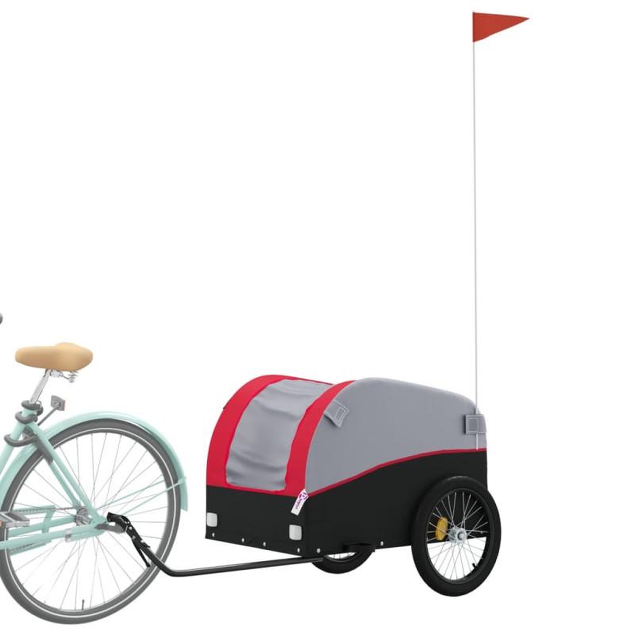 Voir la diapositive 3 : VIDAXL Remorque de vélo noir et rouge 45 kg fer
