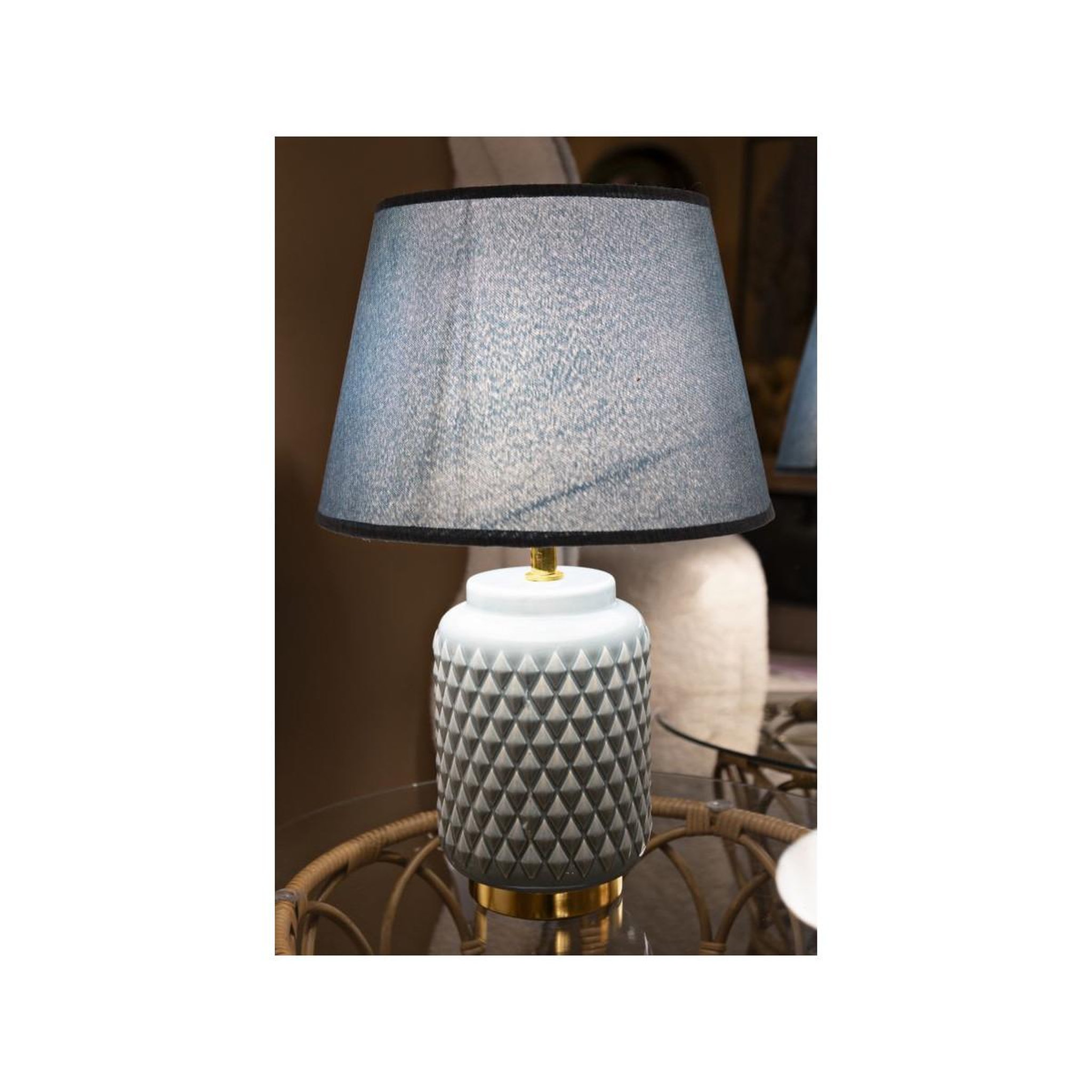 Voir la diapositive 5 : Paris Prix Lampe à poser en céramique  square  44cm turquoise