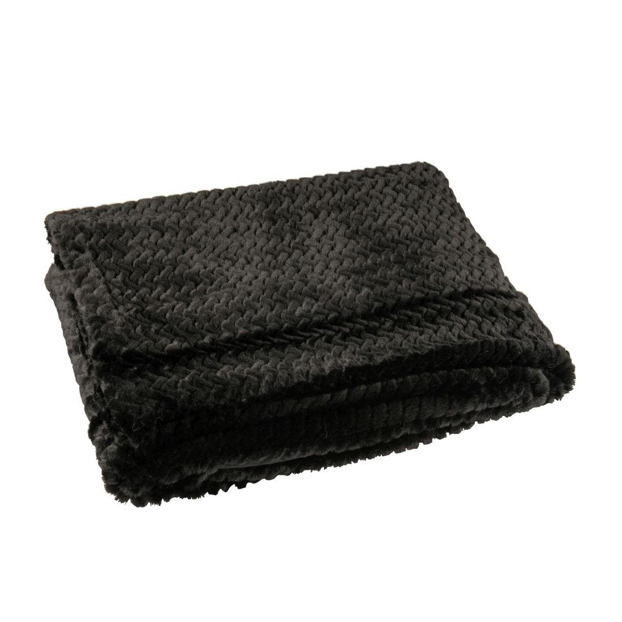 Voir la diapositive 2 : J-LINE Plaid uni  winter  130x180cm noir