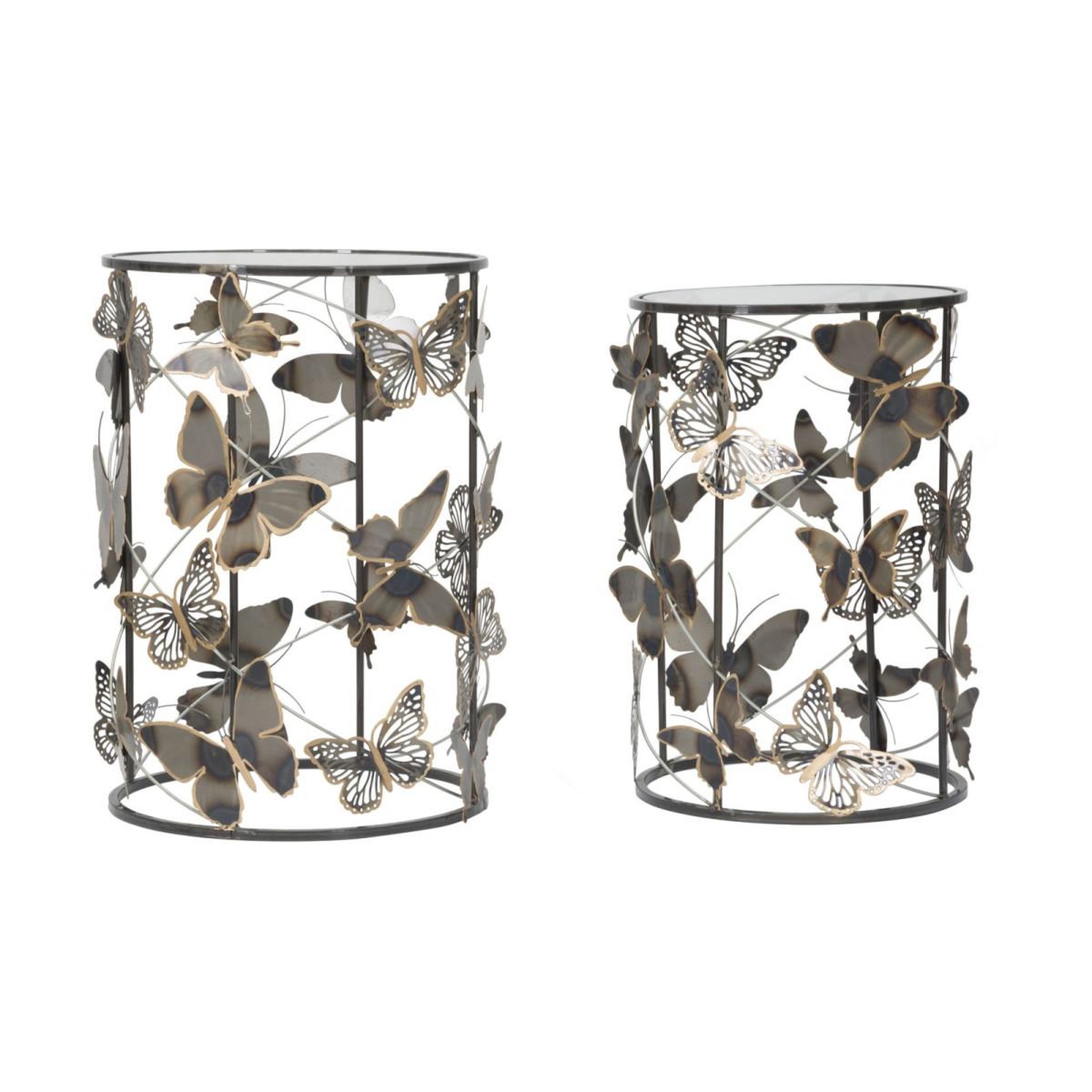 Paris Prix Lot de 2 tables d'appoint  butterfly  55cm multicolore
