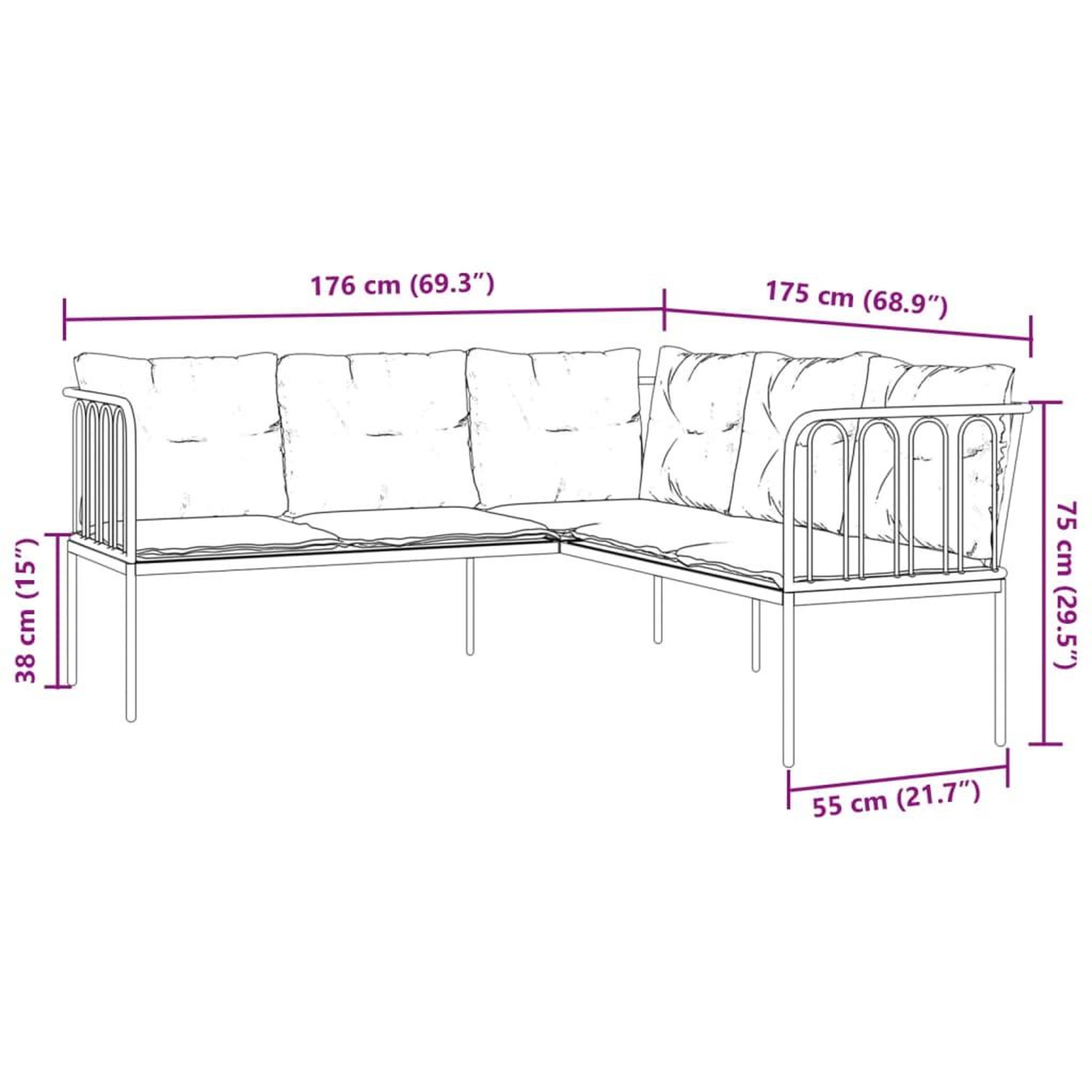 Voir la diapositive 6 : VIDAXL Ensemble de canapes de jardin et coussins noir acier textilene