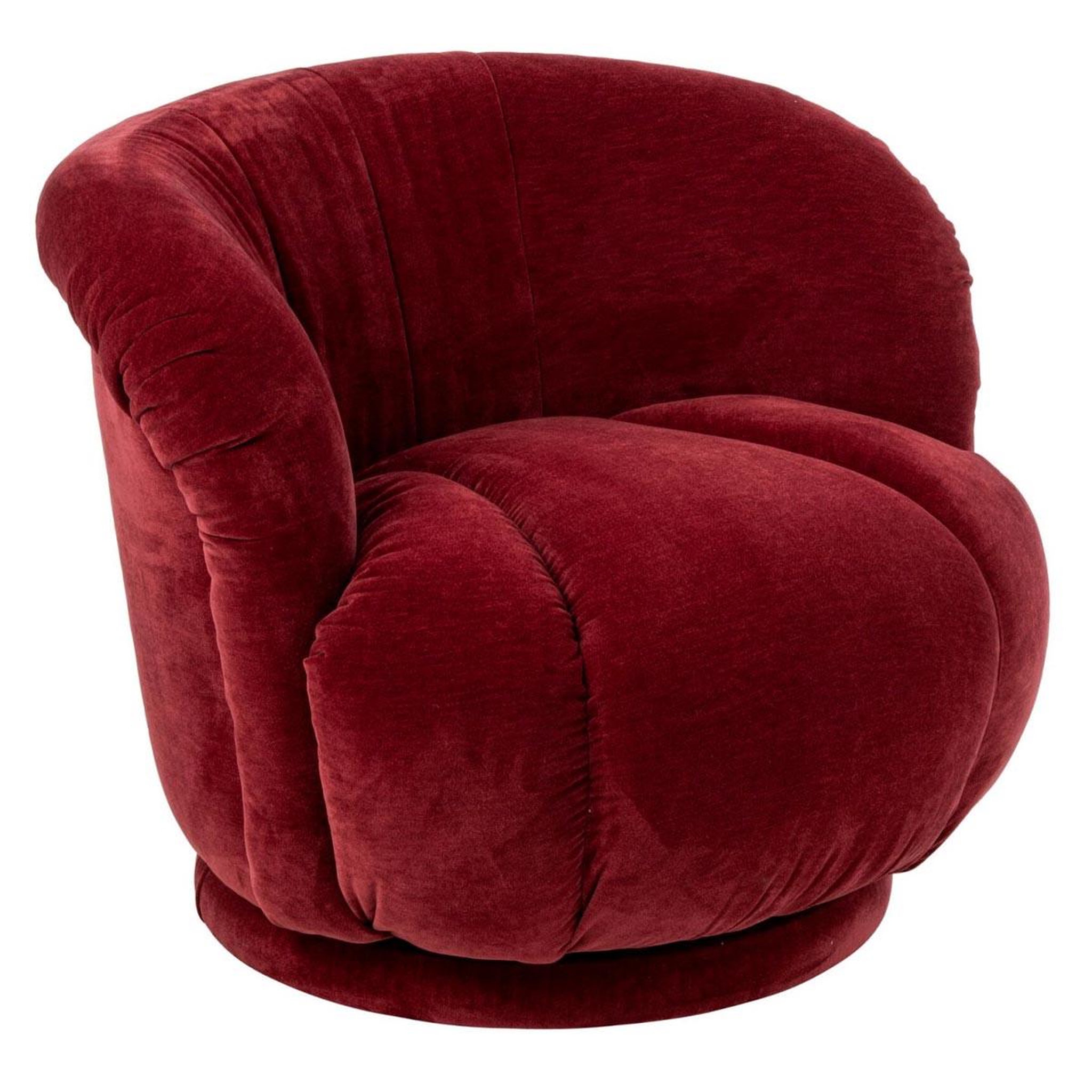 J-LINE Fauteuil pivotant en tissu  macaron  87cm bordeaux