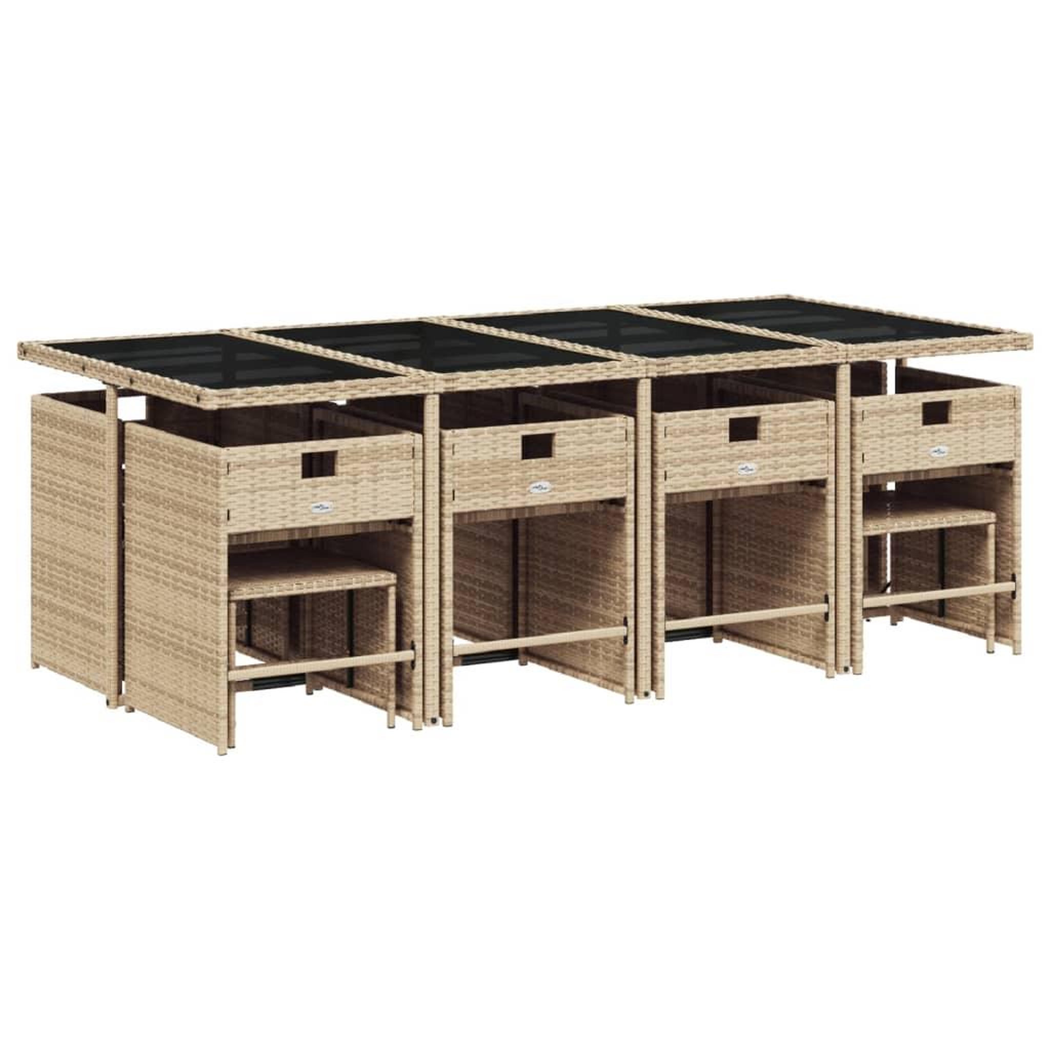 Voir la diapositive 3 : VIDAXL Ensemble a manger de jardin coussins 13 pcs melange beige rotin
