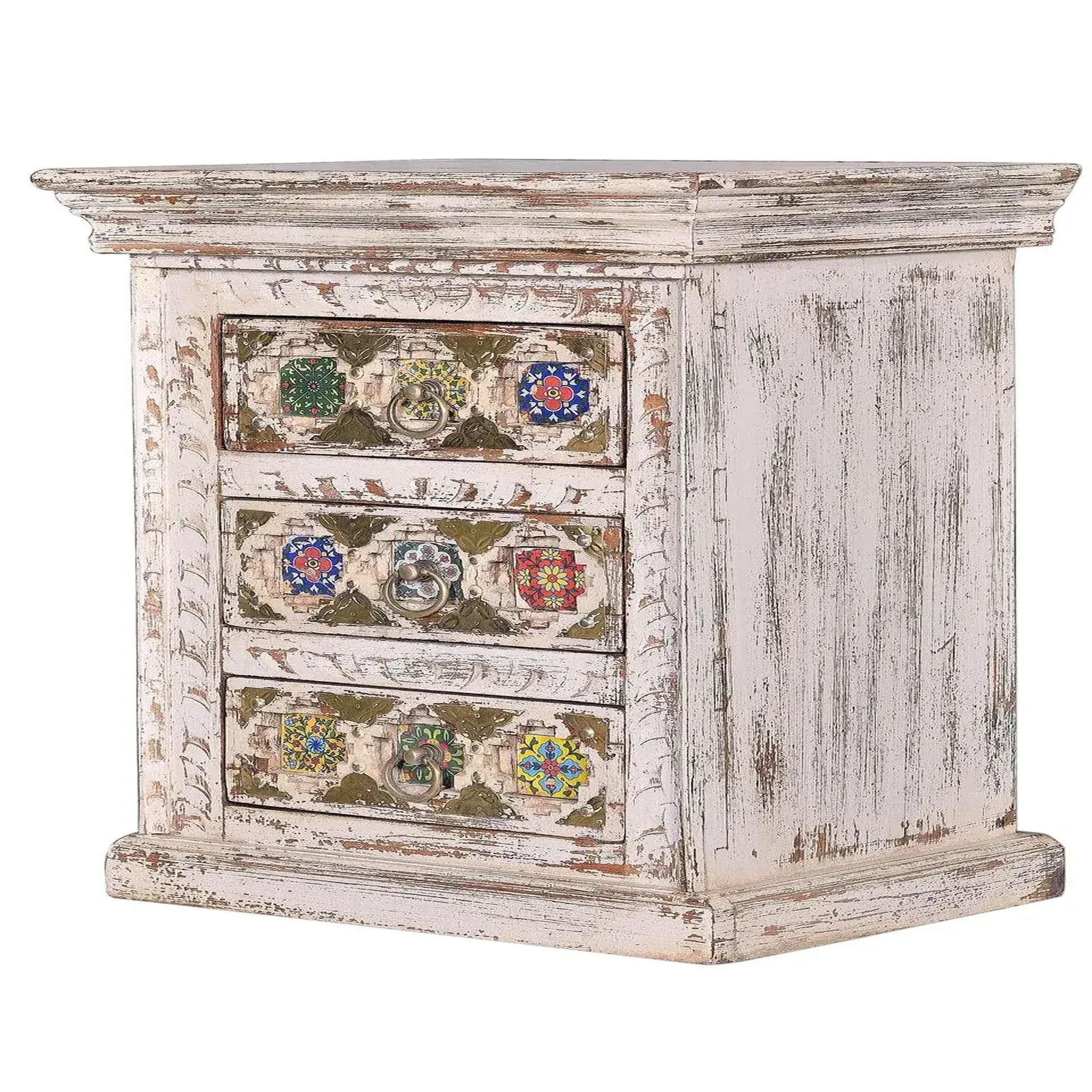 Voir la diapositive 2 : GINER Y COLOMER SL Table de chevet en bois de manguier 45 cm style méditerranéen moderne