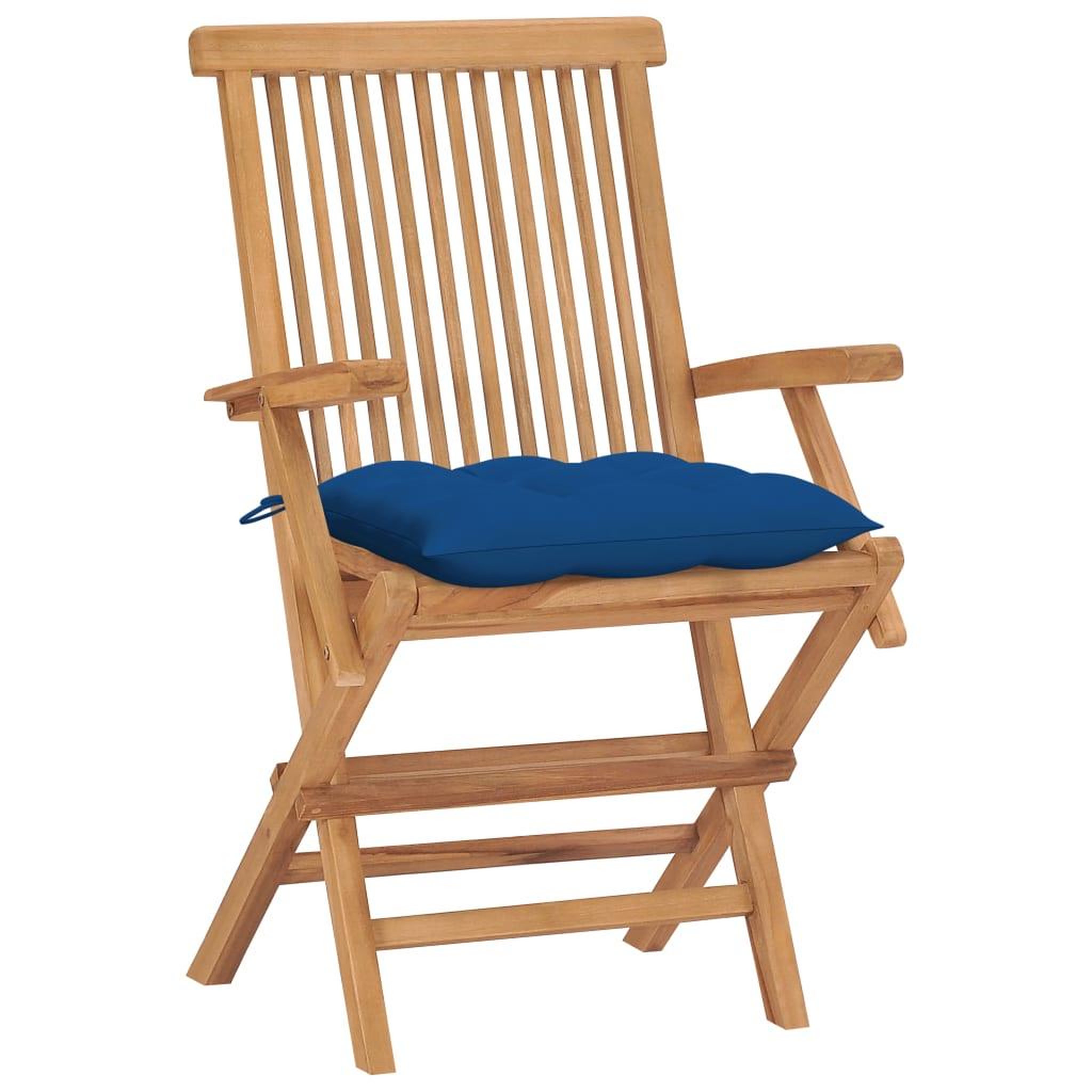 Voir la diapositive 2 : VIDAXL Chaises de jardin et coussins bleu lot de 4 Bois de teck massif