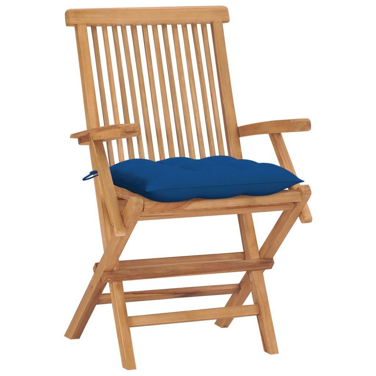VIDAXL Chaises de jardin et coussins bleu lot de 4 Bois de teck massif