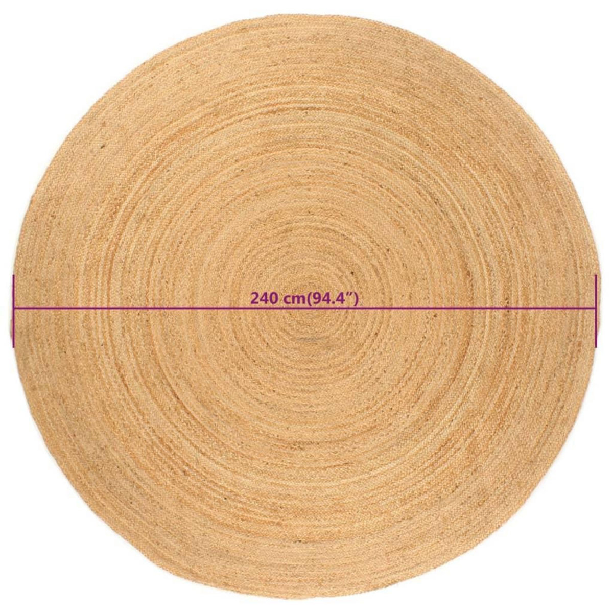 VIDAXL Tapis jute tresse 240 cm Rond