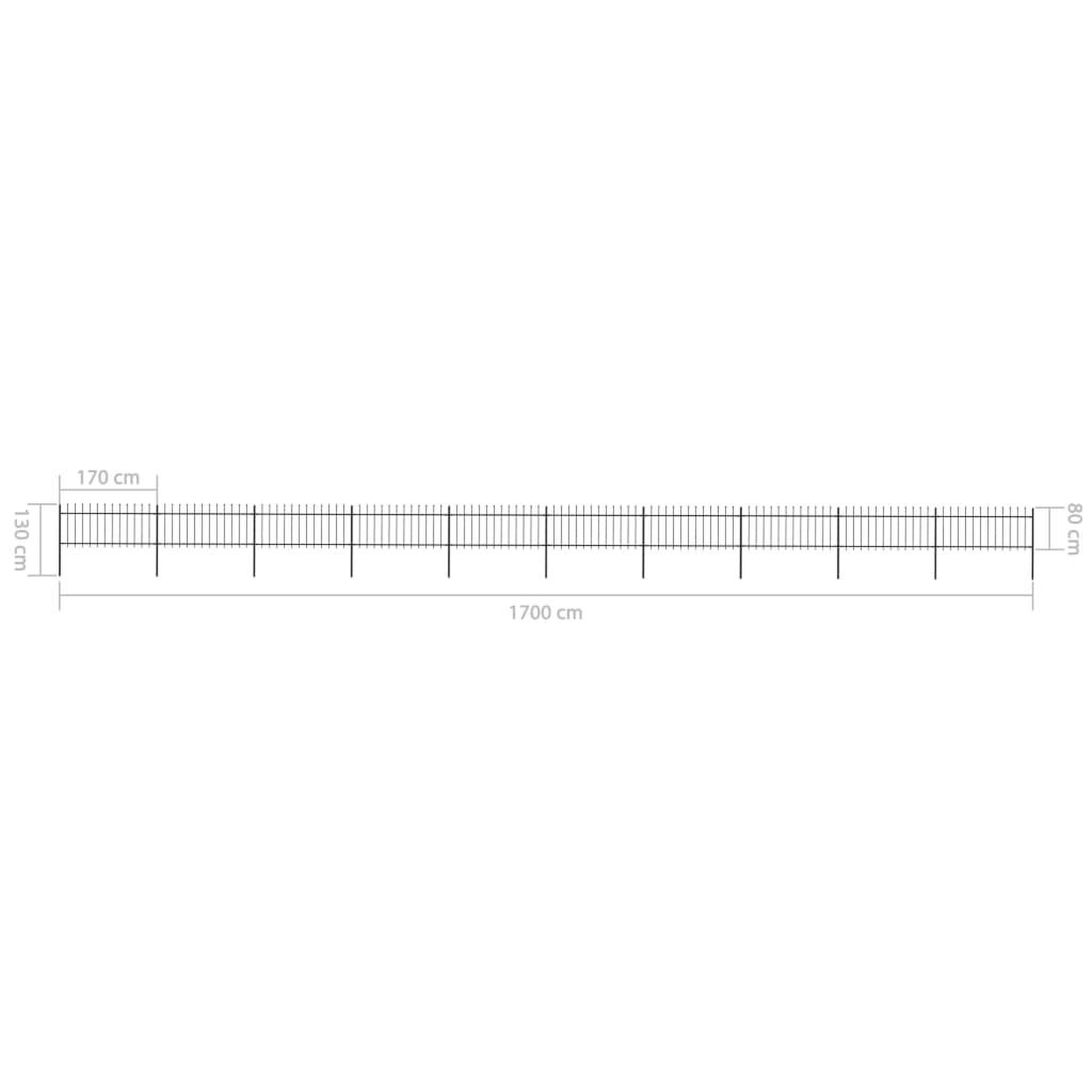 Voir la diapositive 5 : VIDAXL Cloture de jardin avec dessus en lance Acier 17 x 0,8 m Noir