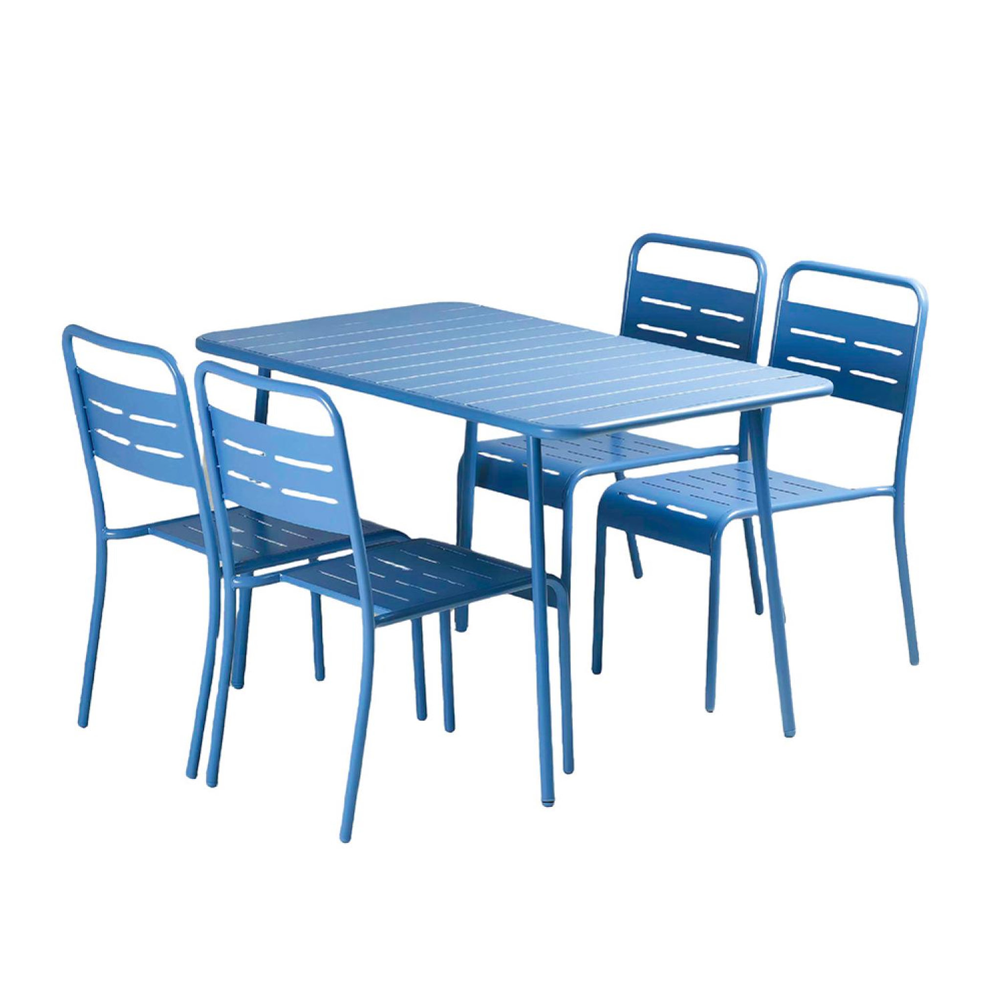 CONCEPT USINE Ensemble table de jardin 120 cm et 4 chaises bleu bergame