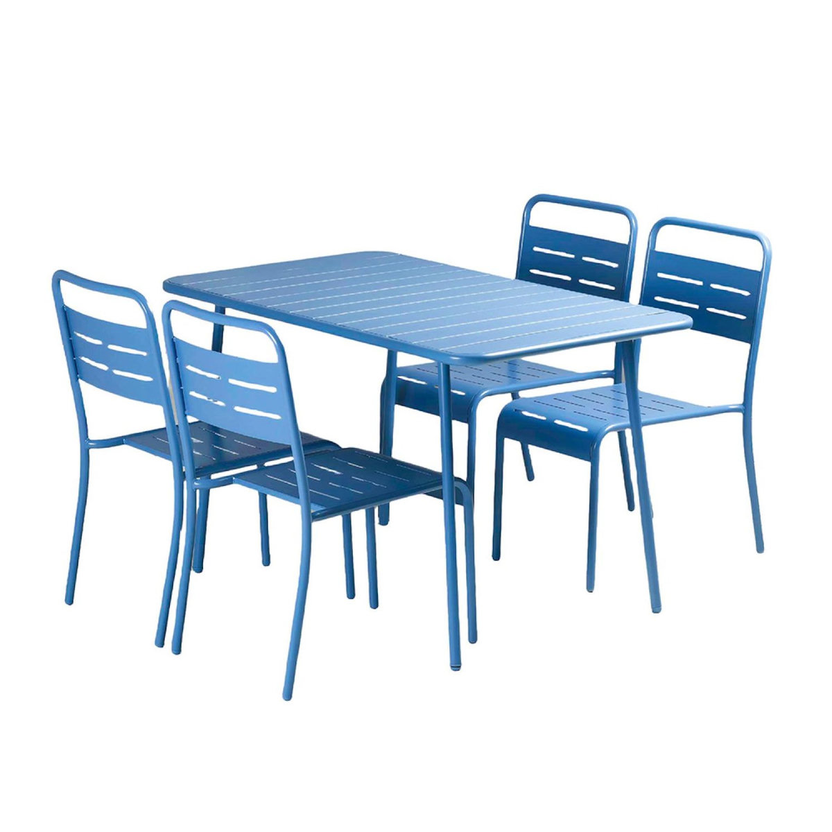 CONCEPT USINE Ensemble table de jardin 120 cm et 4 chaises bleu BERGAME