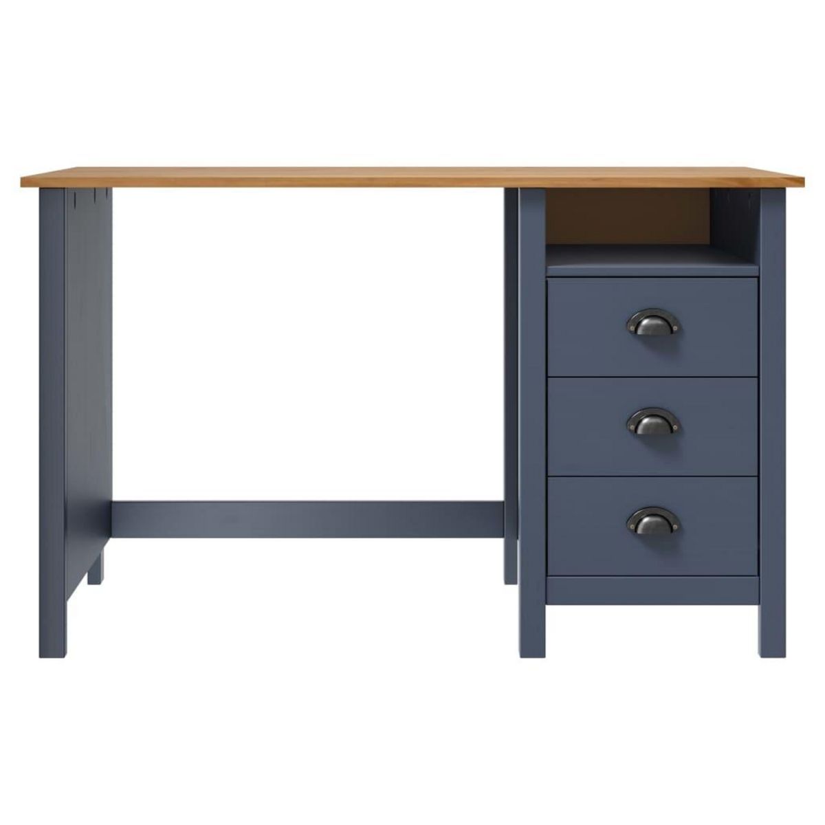 VIDAXL Bureau Hill avec 3 tiroirs Gris 120x50x74 cm Pin solide