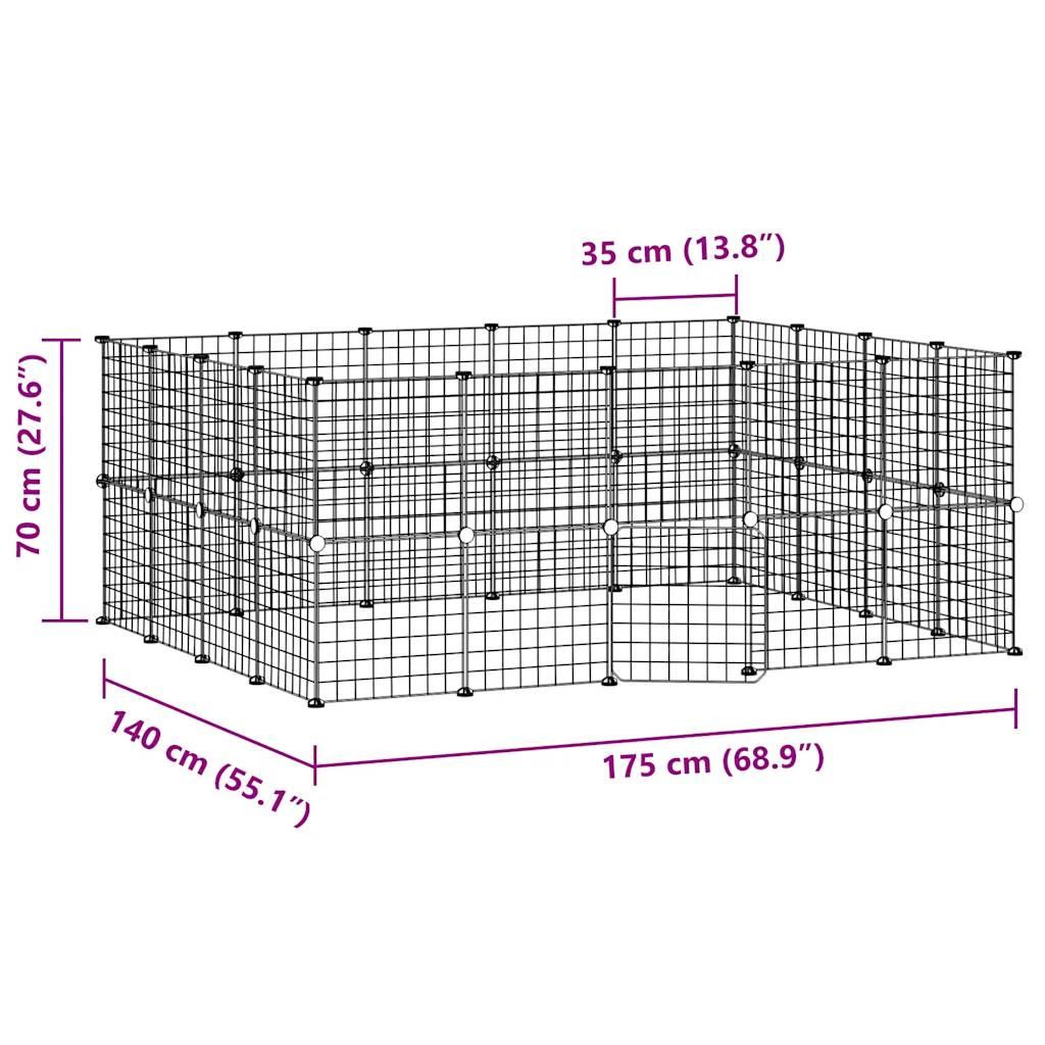 Voir la diapositive 4 : VIDAXL Cage animaux de compagnie a 36 panneaux et porte Noir 35x35 cm