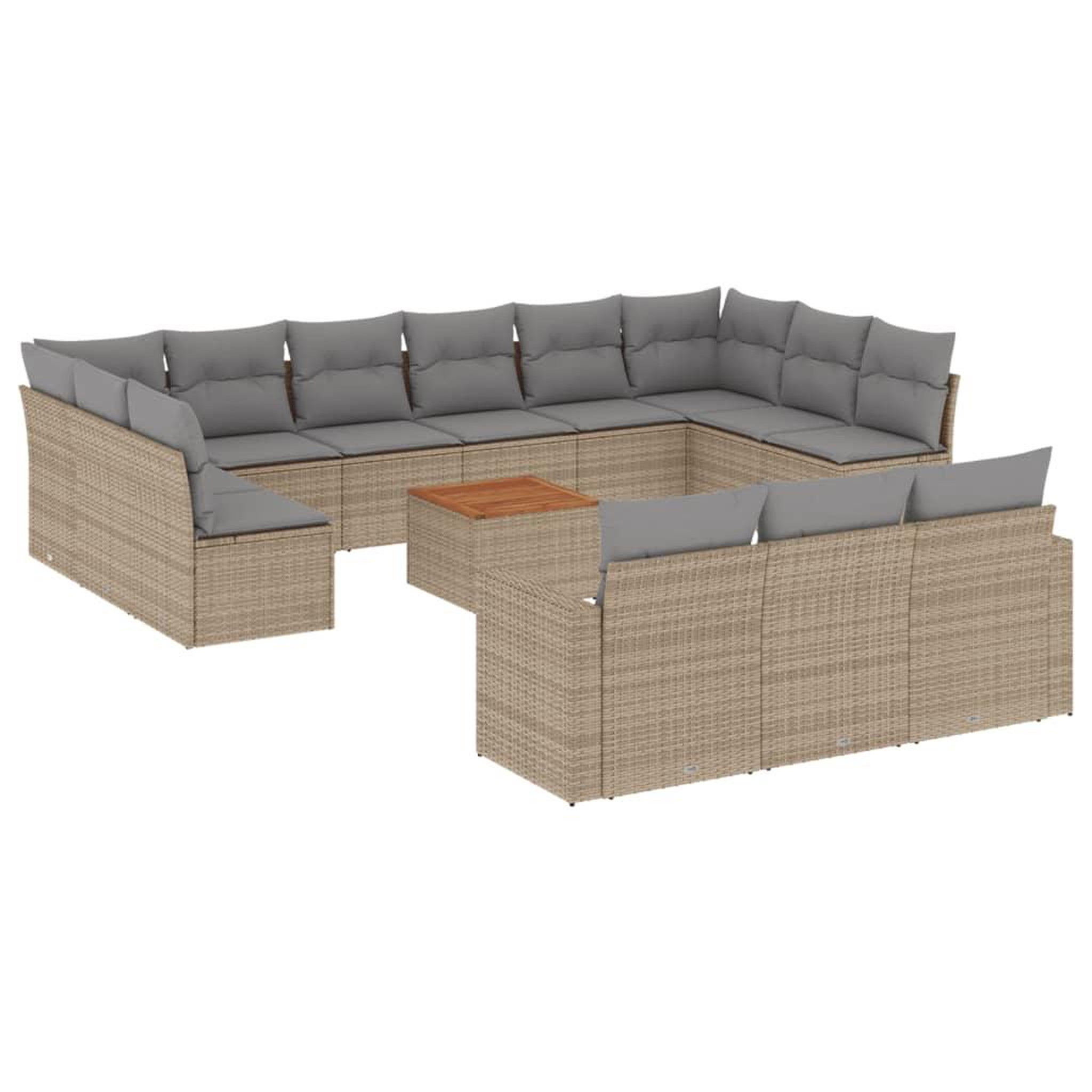 Voir la diapositive 2 : VIDAXL Salon de jardin et coussins 14 pcs melange beige resine tressee