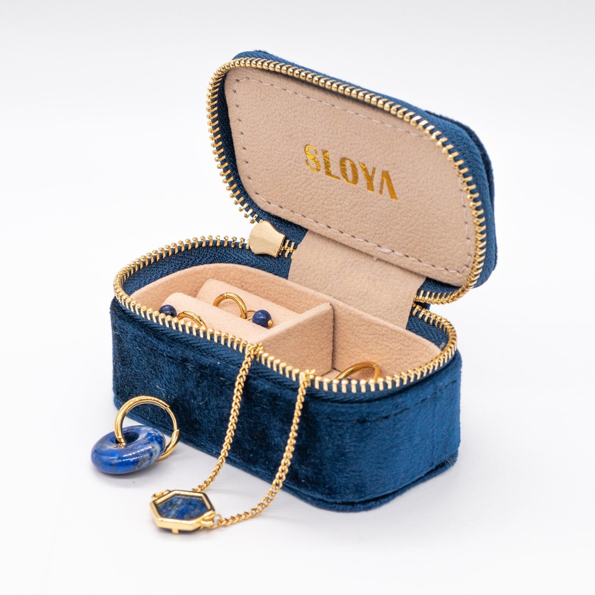 Voir la diapositive 4 : SLOYA Mini boîte à bijoux velours bleu lapis-lazuli