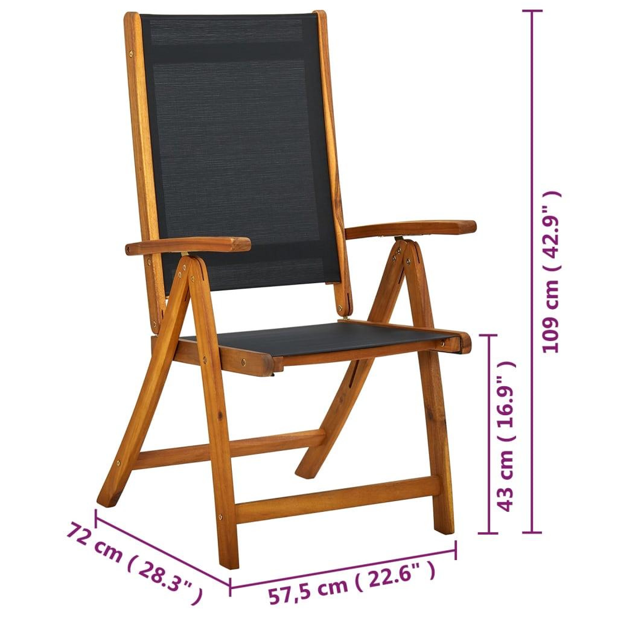 Voir la diapositive 6 : VIDAXL Chaises de jardin pliantes lot de 8 acacia massif et textilene