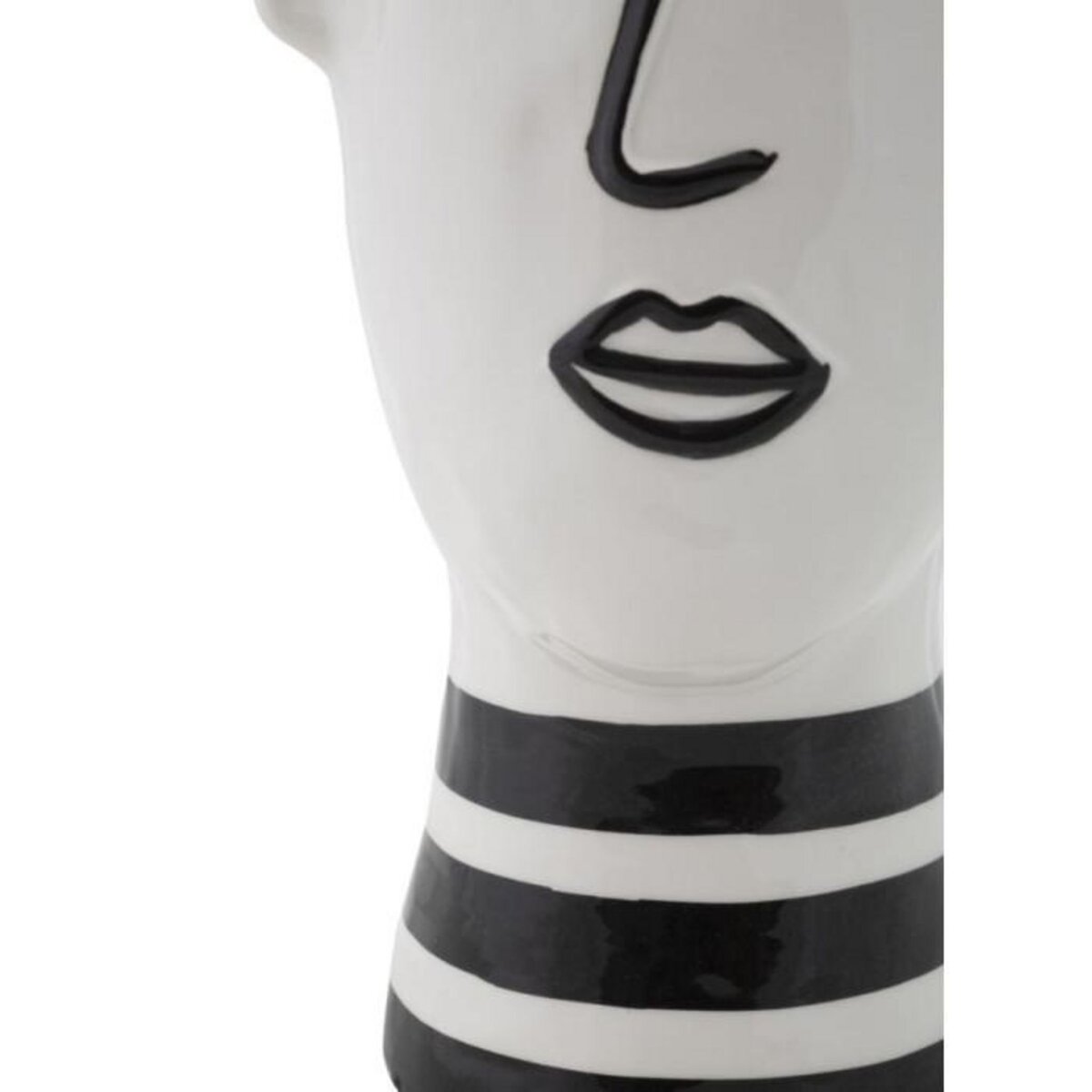 Paris Prix Vase Déco Visage en Porcelaine  Face  26cm Blanc & Noir