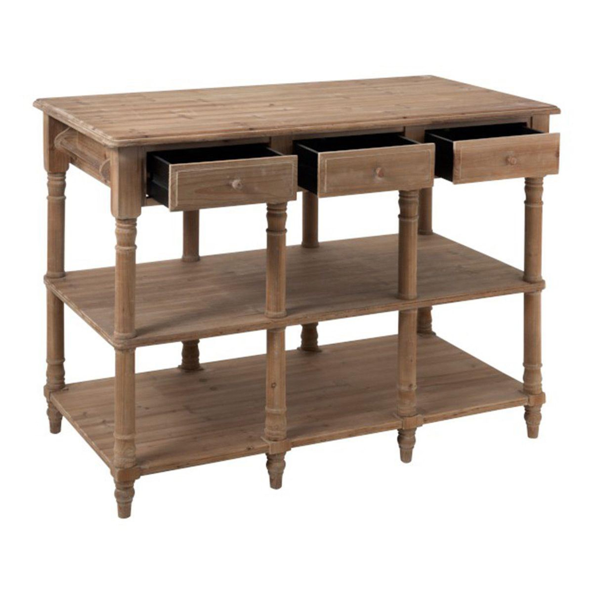 Voir la diapositive 4 : J-LINE Console 6 tiroirs en bois  bianca  131cm naturel