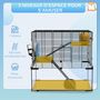 Voir la diapositive 4 : PAWHUT Cage rongeur hamster, 3 niveaux avec roue, rampes, maisonnette, abreuvoir, mangeoire, 60L x 40l x 57H cm, noir