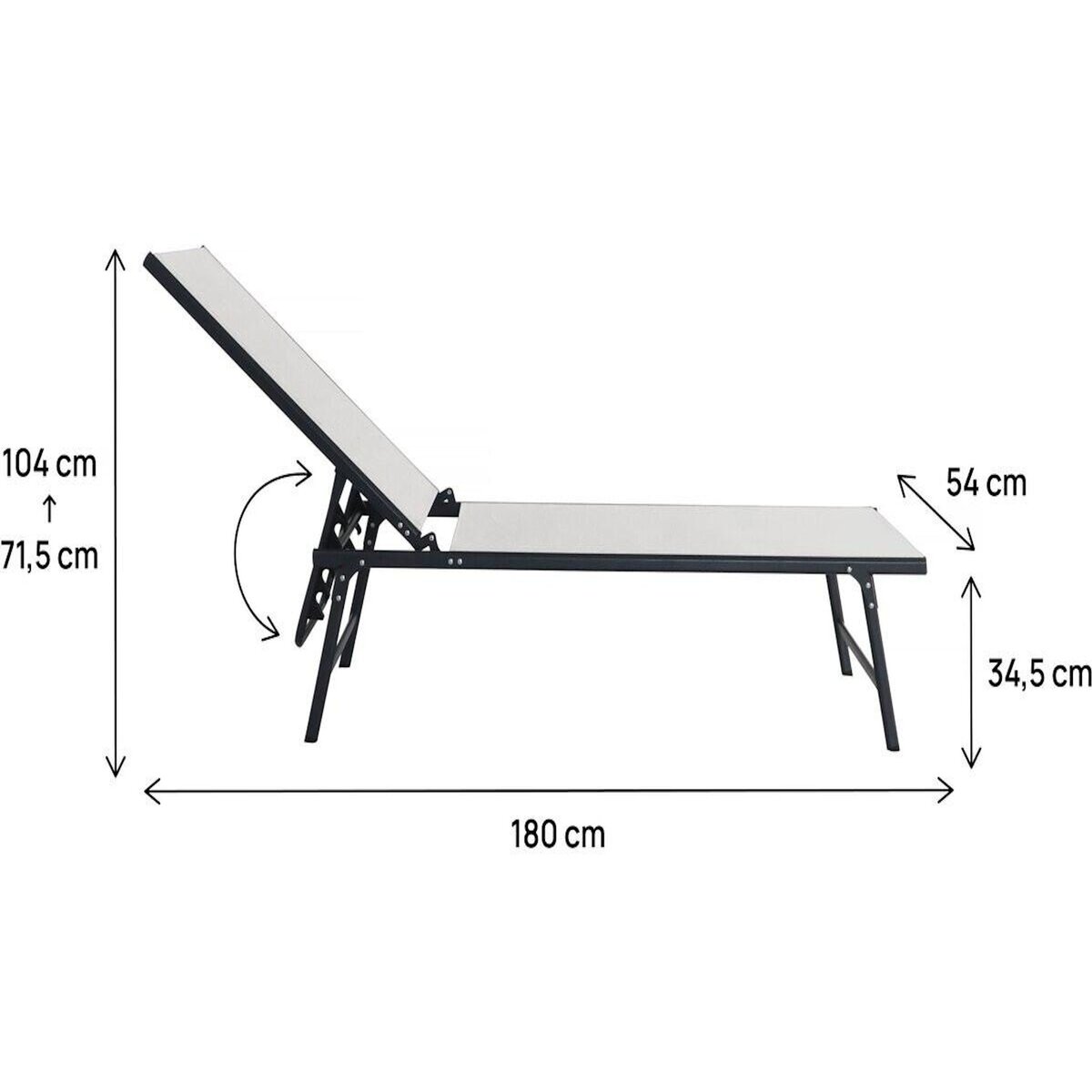 Habitat et Jardin Lot de 2 bains de soleil en métal  Sublima  - 180 x 54 x 104 cm - Beige