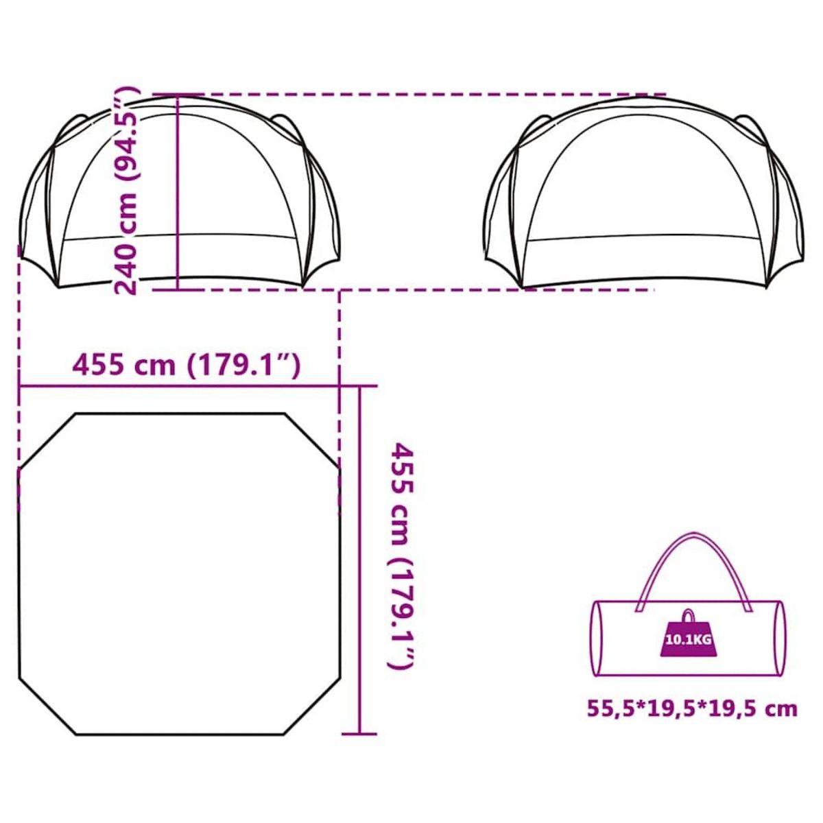 VIDAXL Tente de reception blanc et gris impermeable