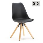 VS VENTA-STOCK Set de 2 chaises Salle à Manger Jeff Style Nordique Noir, 54 cm x 49 cm x 84 cm