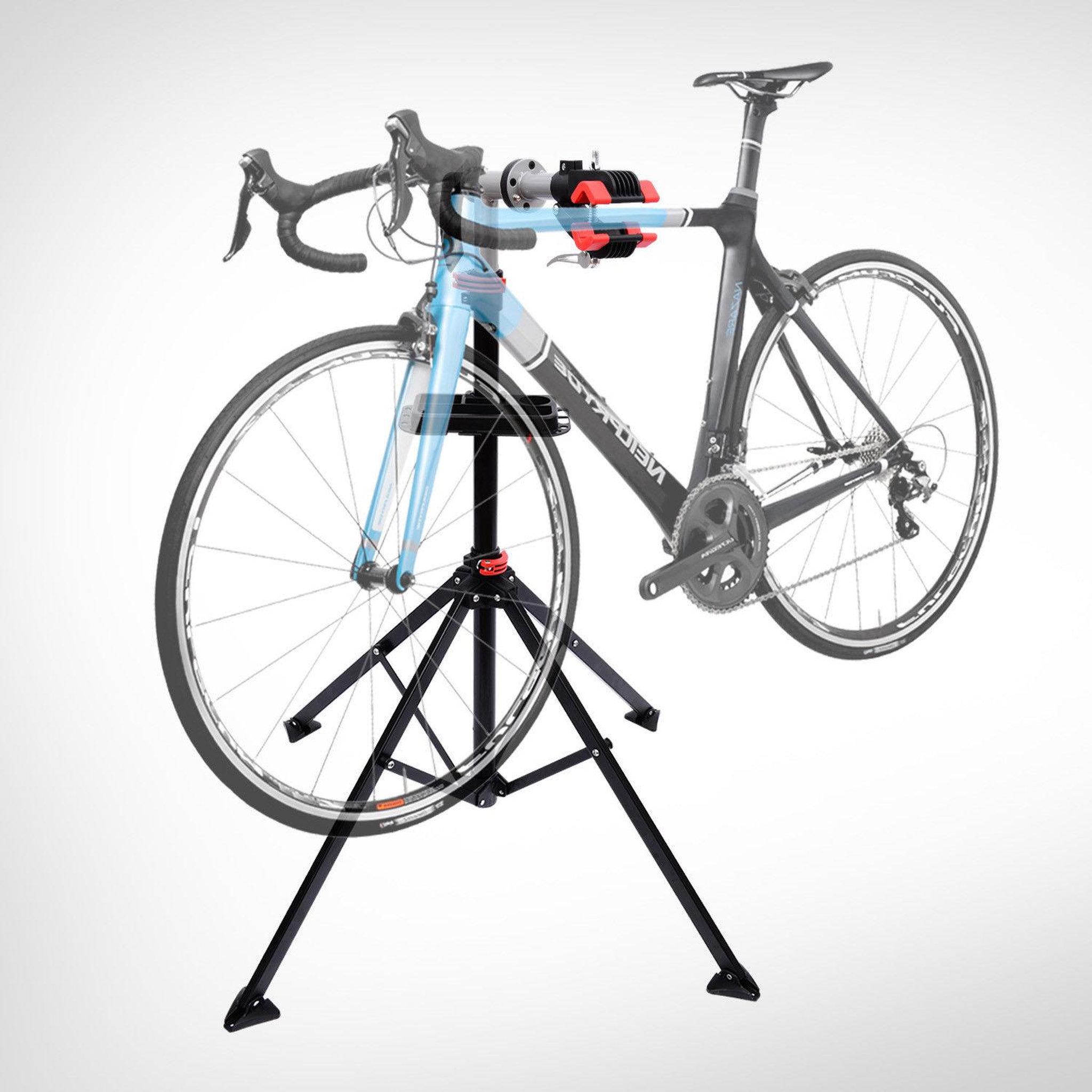 Voir la diapositive 2 : HOMCOM Pied d'atelier vélo réparation support pied de montage pivotant 360° hauteur réglable argent