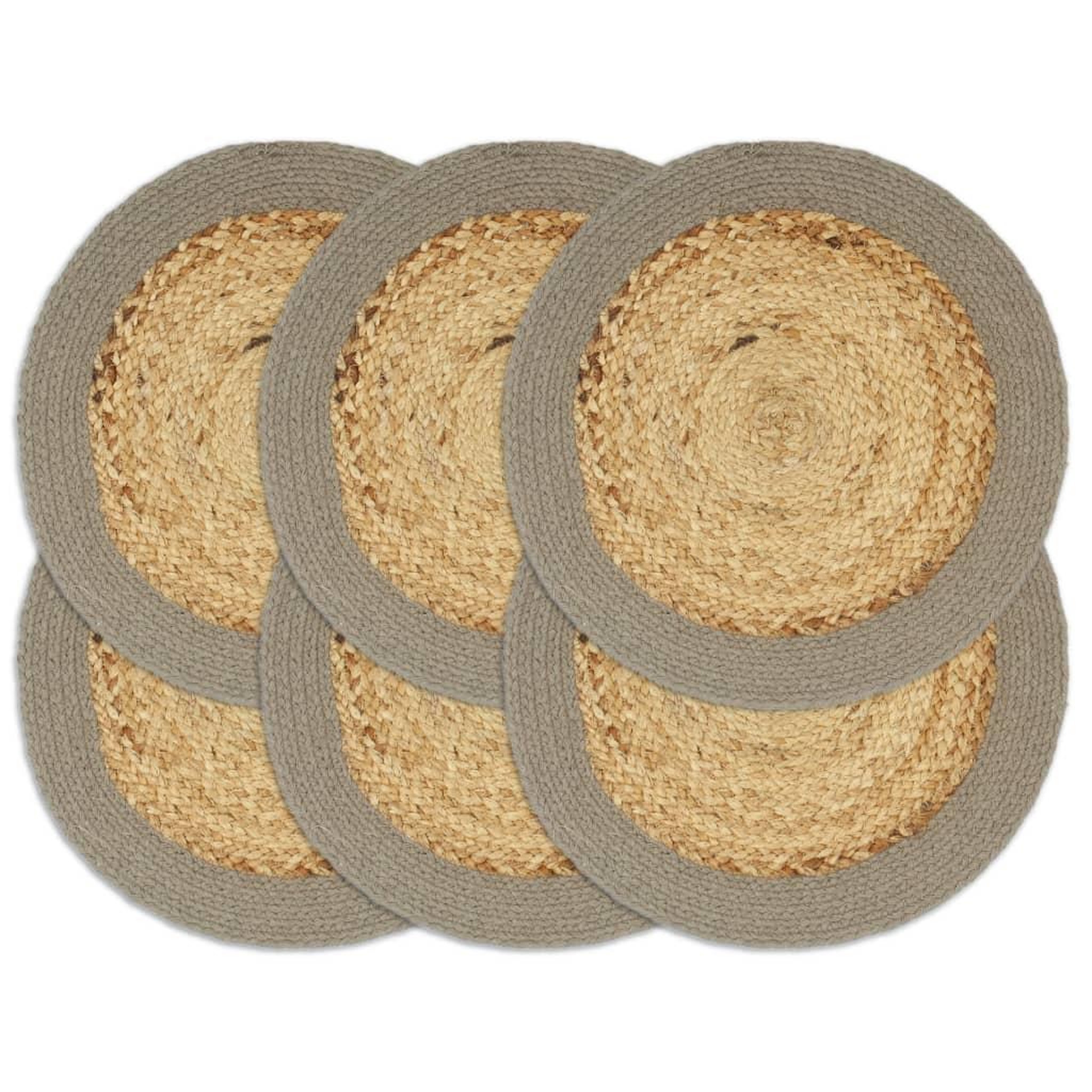 VIDAXL Napperons 6 pcs Naturel et gris 38 cm Jute et coton