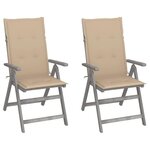 VIDAXL Chaises inclinables de jardin lot de 2 et coussins Bois acacia