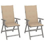 Voir la diapositive 1 : VIDAXL Chaises inclinables de jardin lot de 2 et coussins Bois acacia
