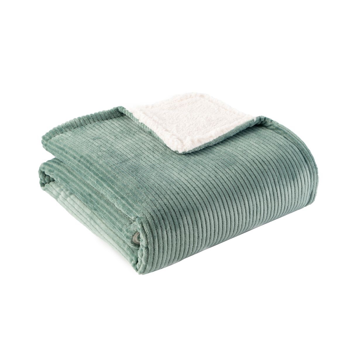 ACTUEL Plaid effet velours côtelé double face Flanelle /sherpa 