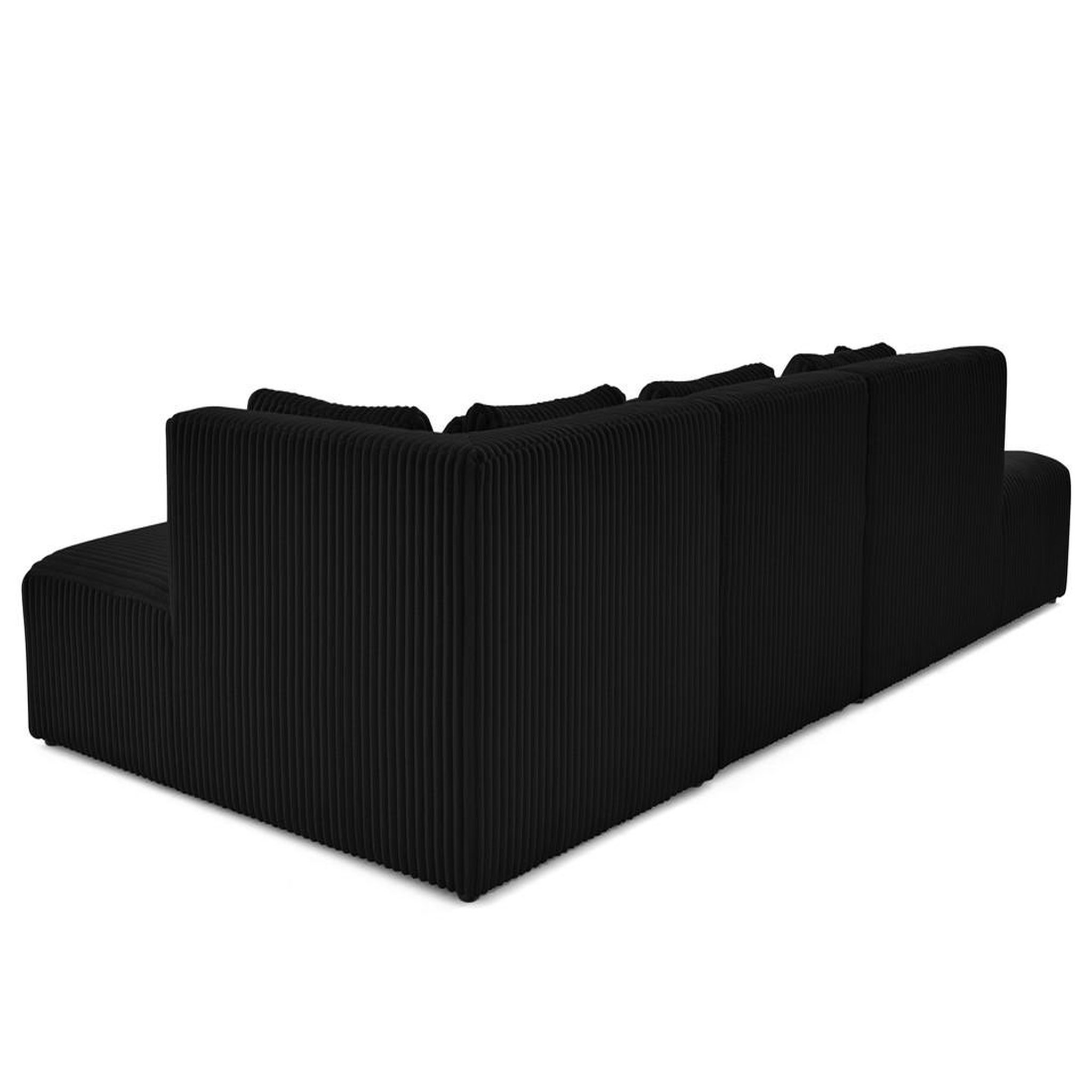 Voir la diapositive 4 : LISA DESIGN Victoire - canapé modulable d'angle droit 5 places en velours côtelé grosses côtes