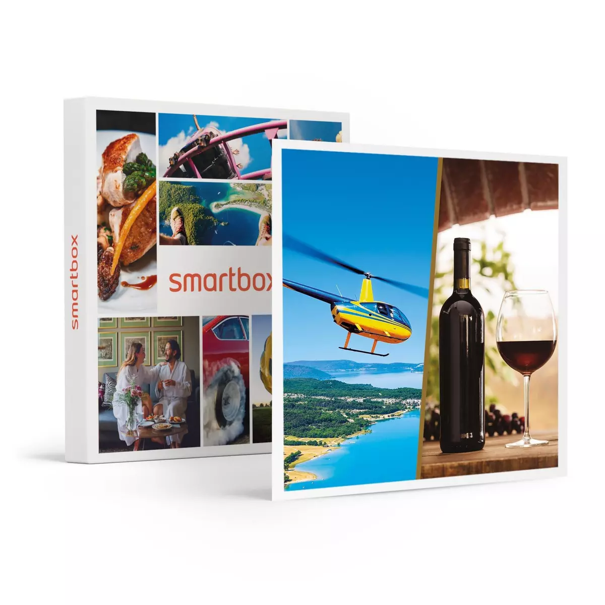 Smartbox Vol en hélicoptère et atelier d'œnologie pour 2 personnes - Coffret Cadeau Multi-thèmes