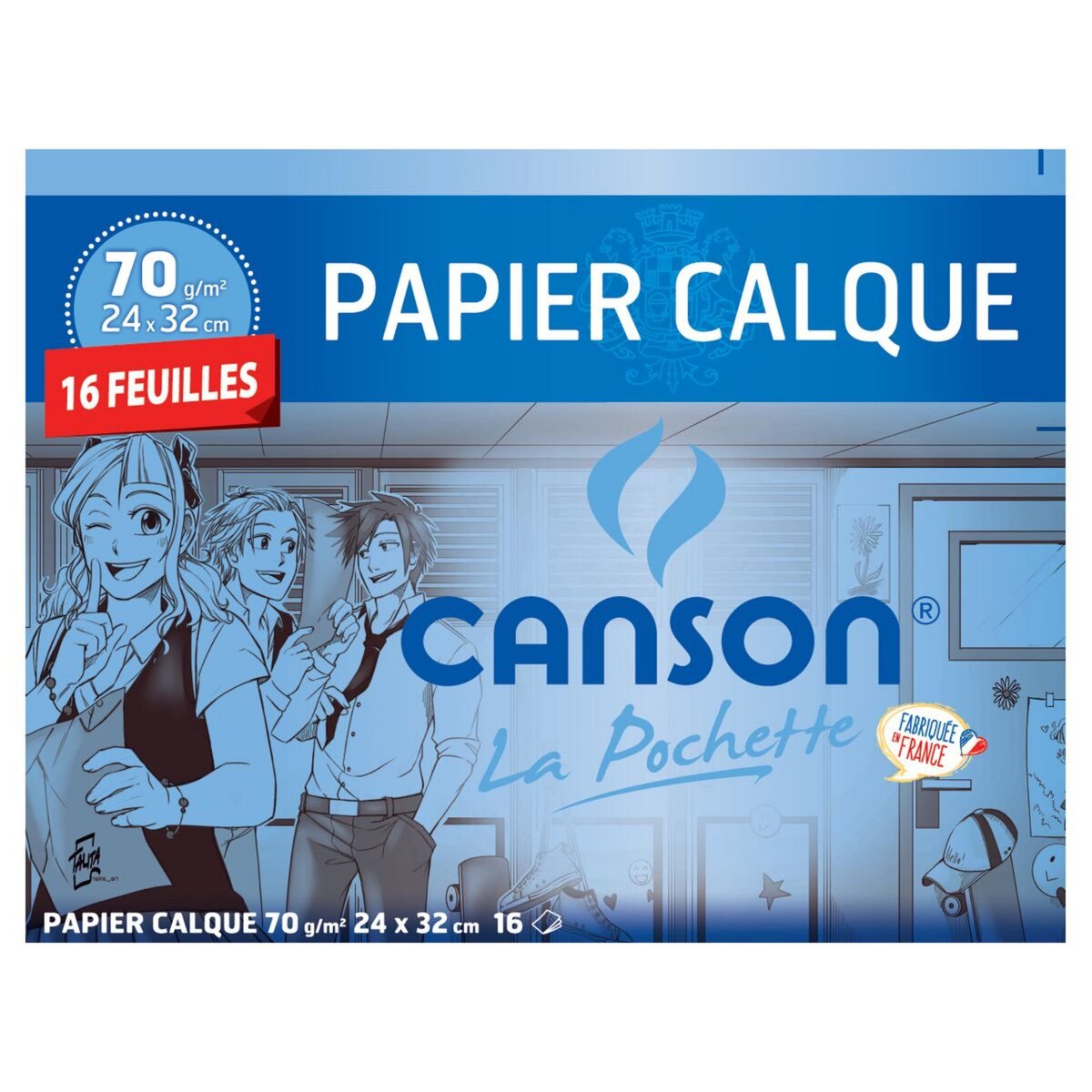 CANSON Pochette papier calque 16 feuilles 24x32cm + pastilles adhésives