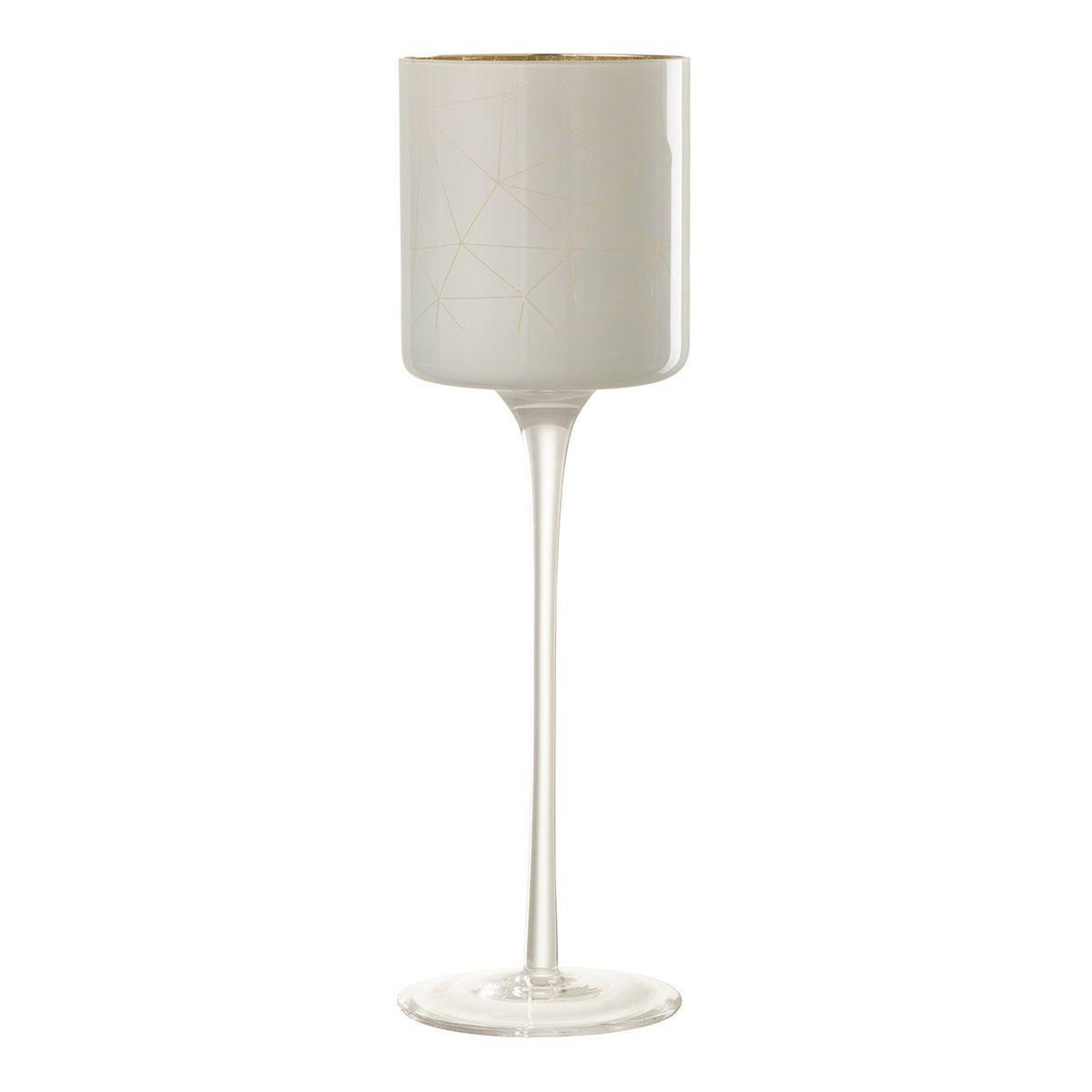J-LINE Photophore sur Pied  Milano  30cm Blanc & Or