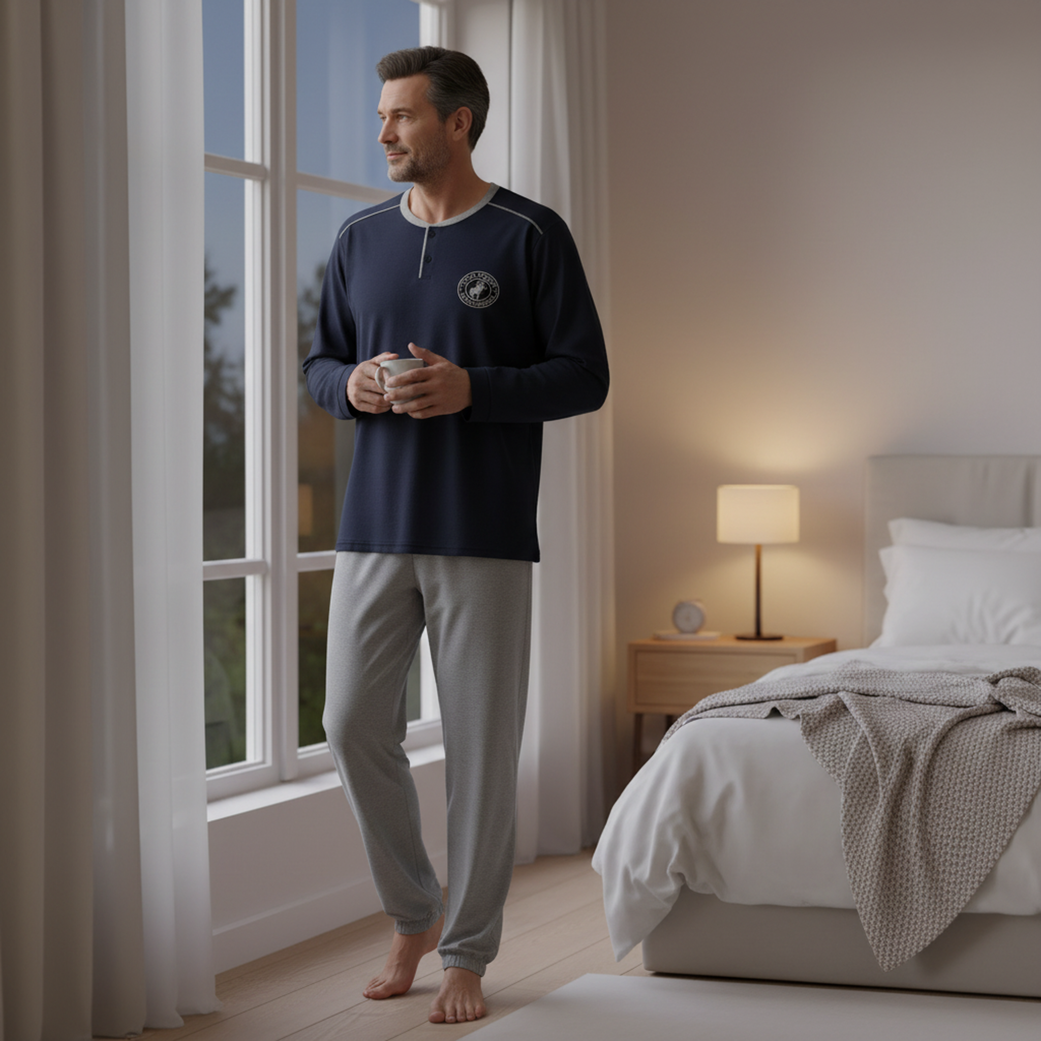 Voir la diapositive 4 : OZABI Ozabi pyjama homme doublé polaire écusson brodé