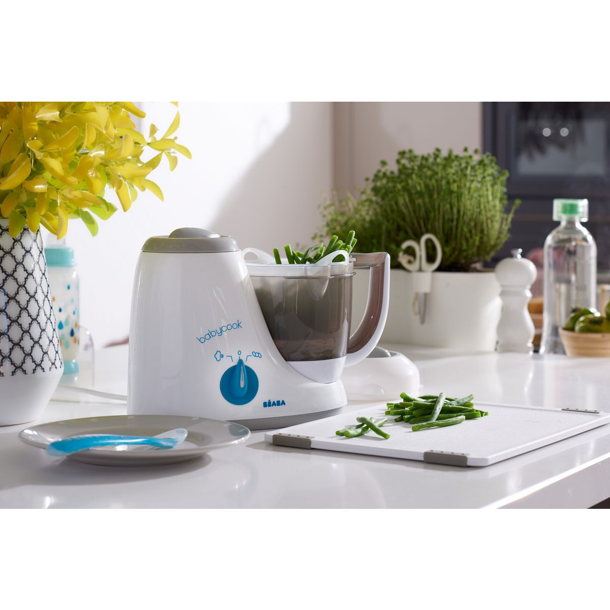 BEABA Cuiseur vapeur - mixeur BabyCook® Original gris bleu